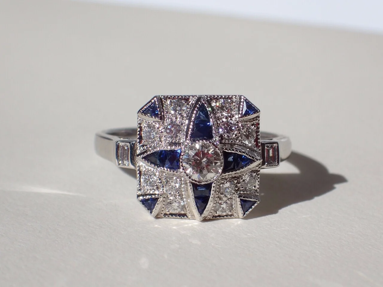 Diamond and sapphire ring