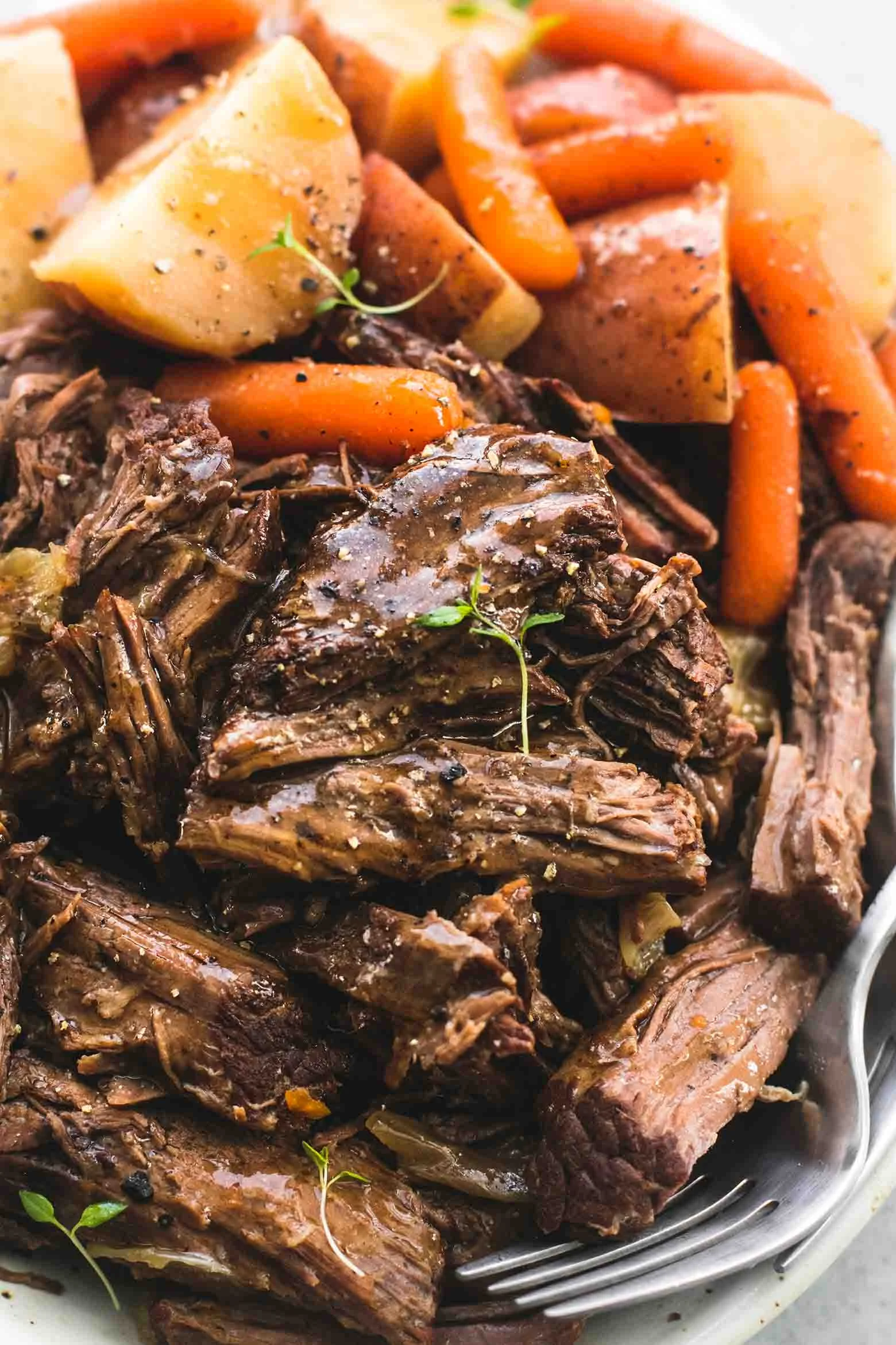 Fairy Tale Pot Roast with carrots and potatoes.