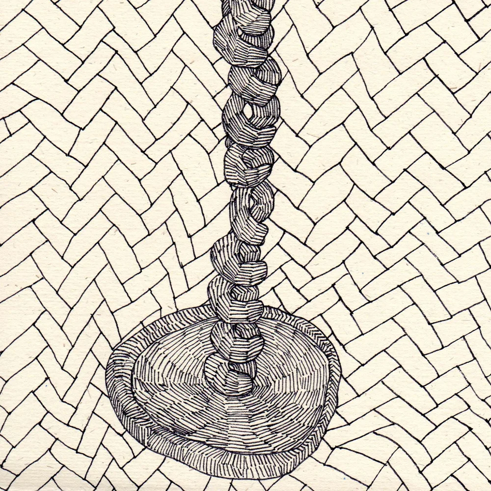 'Curly stand' fineliner drawing — Carolyn Hawkins