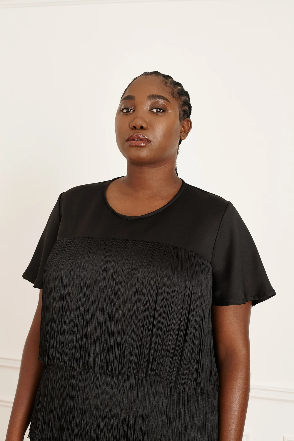 modest little black dress Black V Neck Flutter Sleeve Dress – SSYS main image 1