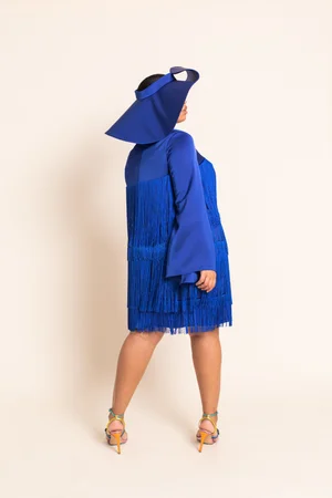 royal blue tassel dress Luxury Rhinestone Tassel Applique Sequin Prom Dress