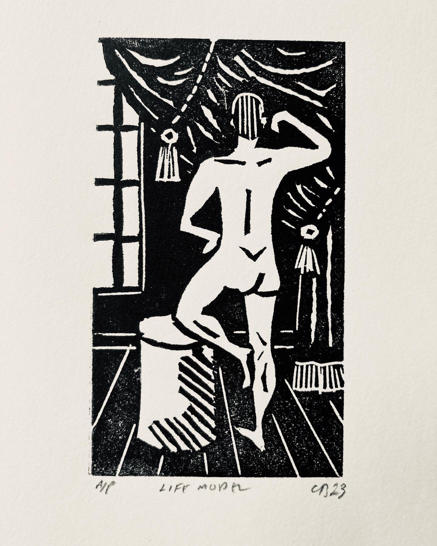 Monday Model . A Model for Monday . 🏵️LIFE MODEL 🏵️Linocut by @christopherbrownlino . Image Size: 8.5 x 5 Paper Size: 19 x 13.5 Unframed Artists Proof Available &pound;35.00 including UK postage . #lifemodel #lifedrawing #mondaymodel #model #nudemo