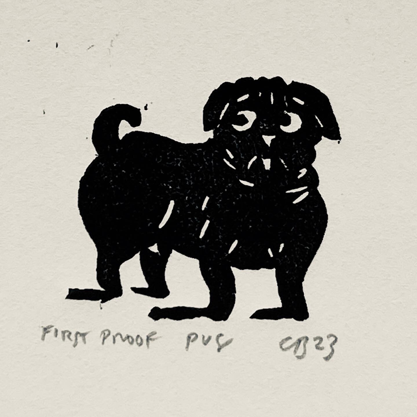 Wednesday Woof ! 🖤PUG 🖤a small Linocut by @christopherbrownlino . 🖤Image Size: 3.5 x 4 Paper Size: 19 x 13.5 🖤Unframed Artists First Proof Available on Website 🖤 #pug #blackpug #blackpugsofinstagram #puglove #pugdog #puglovers #christopherbrownl