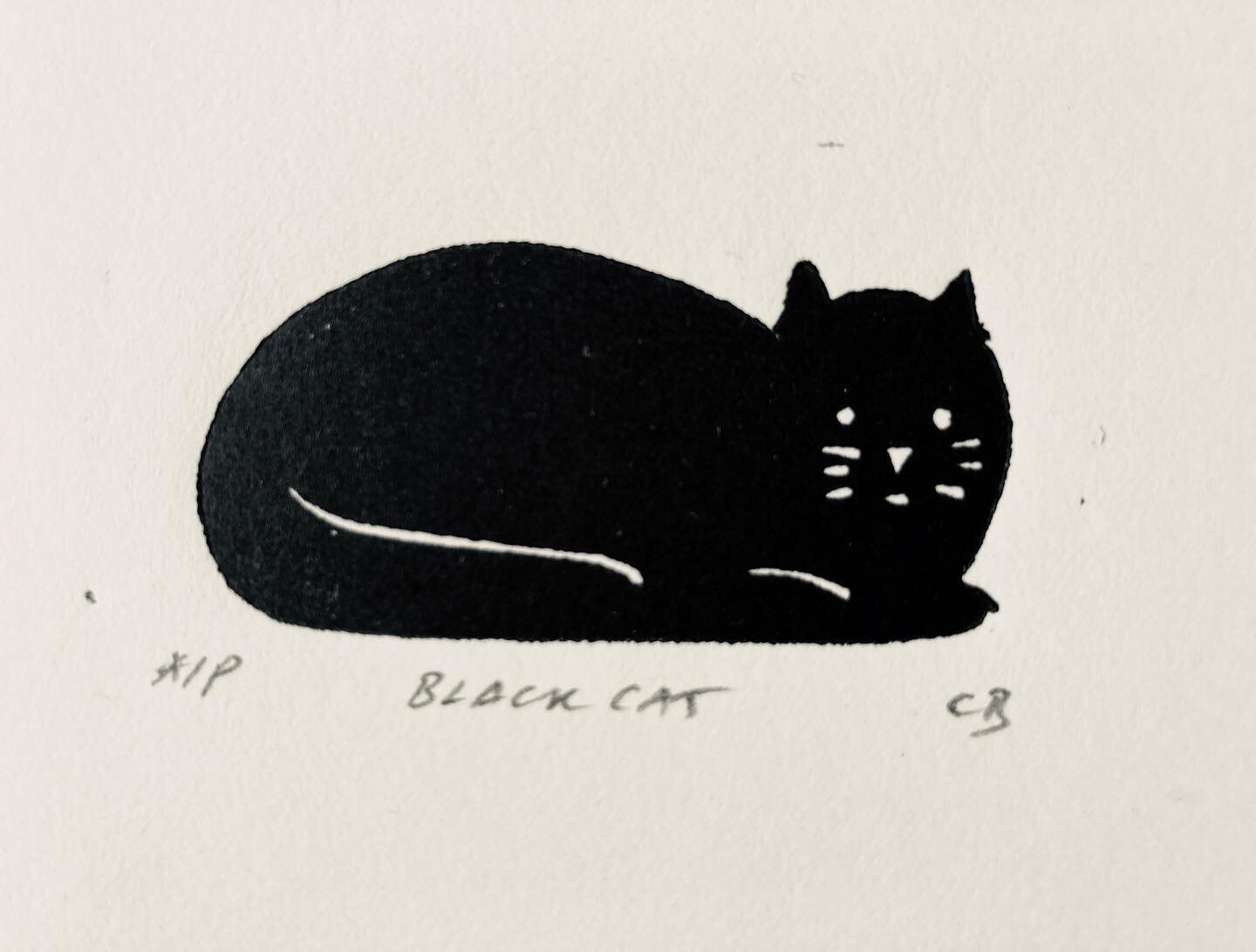 B L A C K  C A T 🖤 small Linocut by @christopherbrownlino . 🖤Image size: 2.5 x 5 Paper Size: 13.5 x 19.5 🖤Unframed Artists Proof 🖤Available 🖤 #blackcat #cat #blackcatsofinstagram #blackcatlove #catlinocut #christopherbrownlino #linocut #linocutp