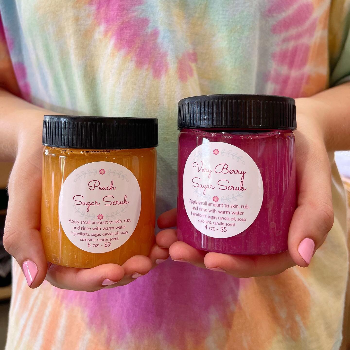 Sugar scrubs are back!!! I have two scents available at Reeves, Very Berry and Peach!