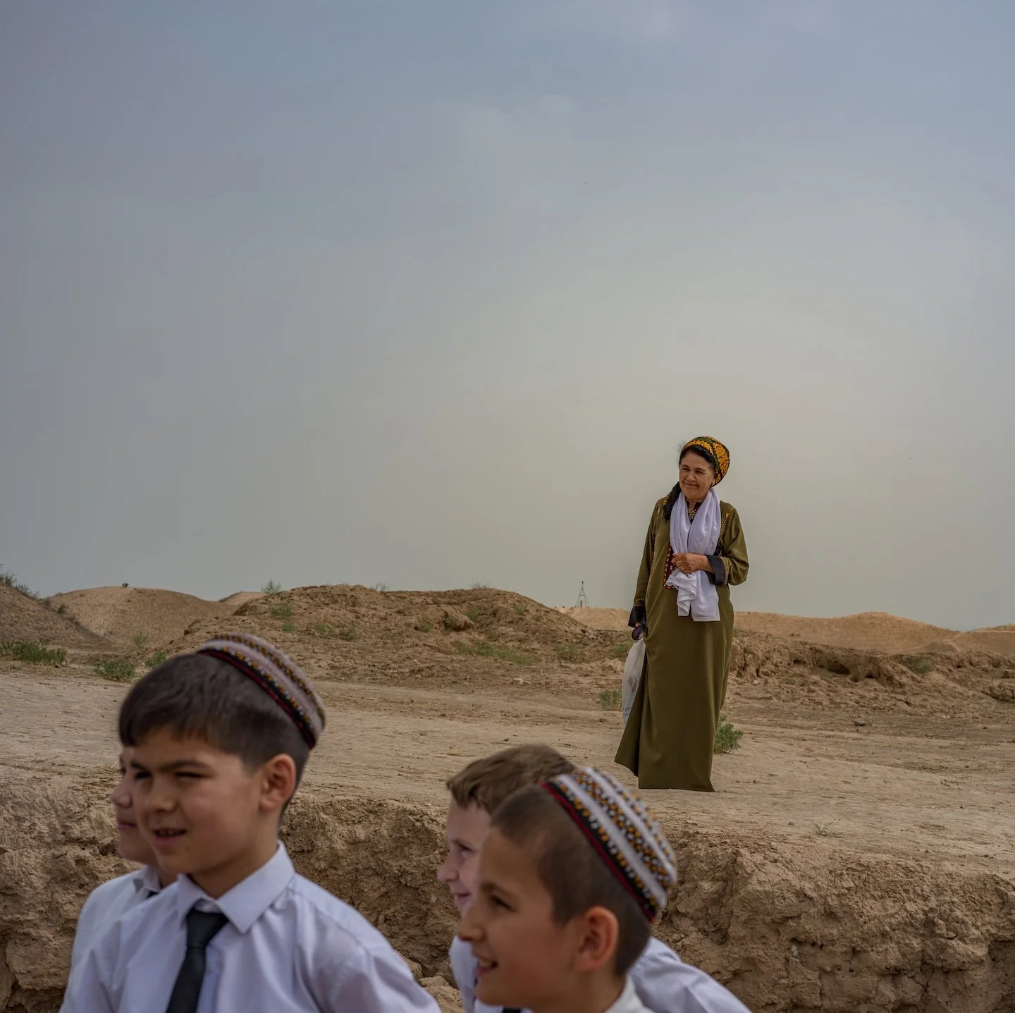 School kids visiting Nisa, Turkmenistan