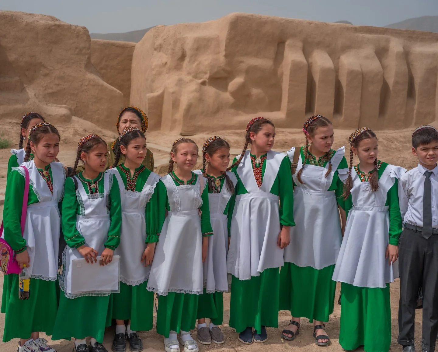 School kids visiting Nisa, Turkmenistan