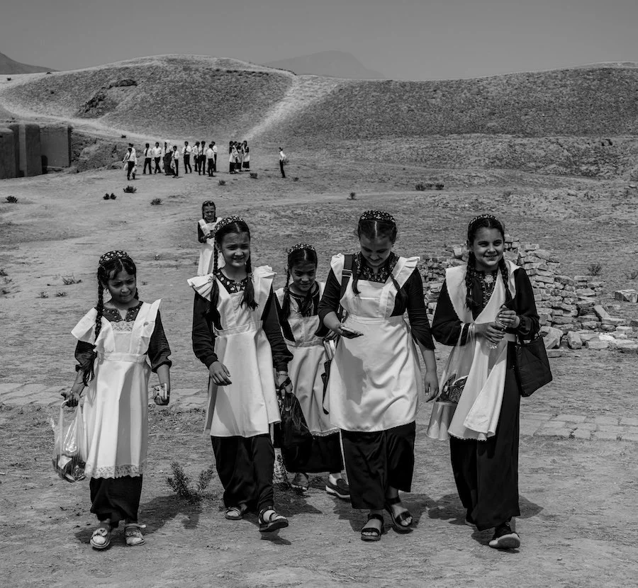 School kids visiting Nisa, Turkmenistan