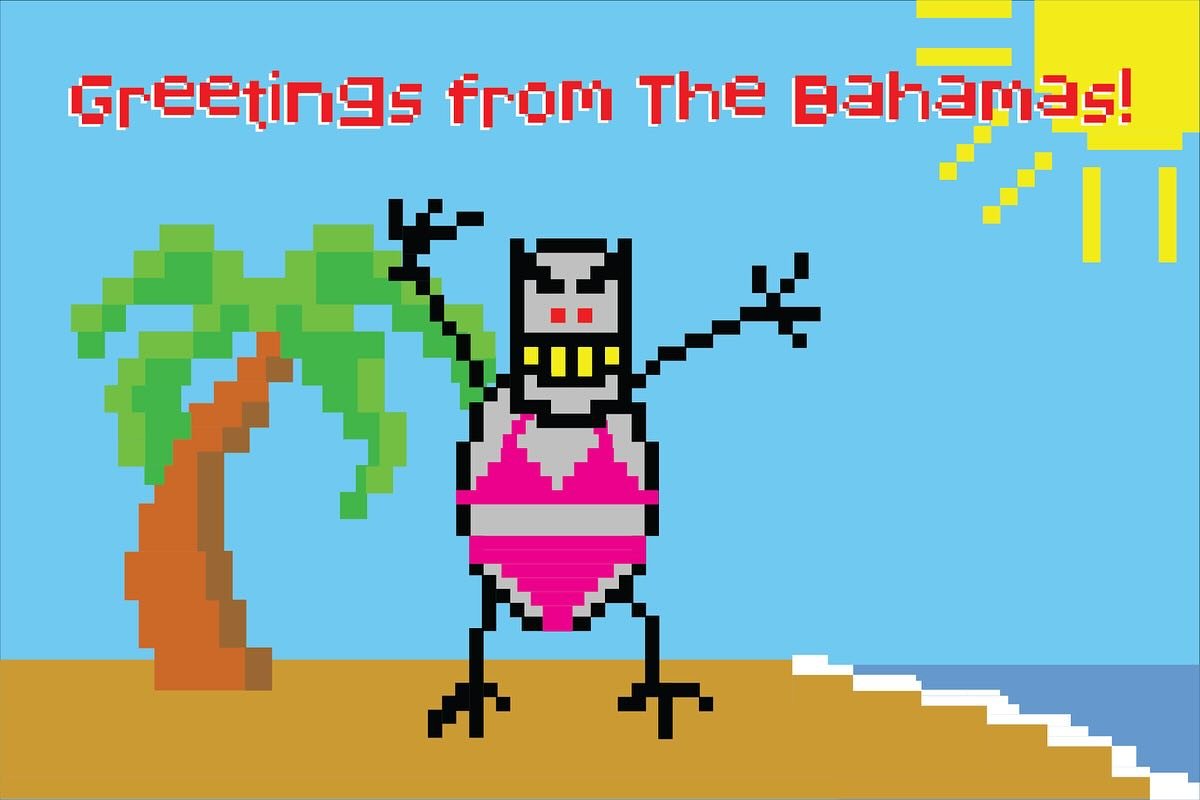 &ldquo;Ski Free Monster Goes on Vacation&rdquo;

I&rsquo;ve always had a fascination with the Ski Free Monster. Many of us first experienced anxiety because of him. 

#skifree #skifreemonster #vacation #bahamas