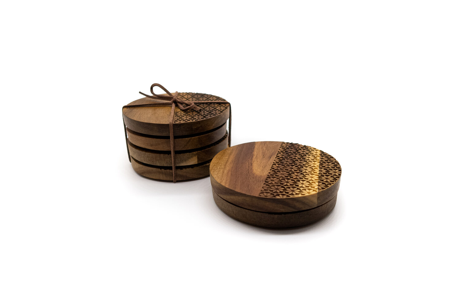 Anko Acacia Wood Set of 4 Tea Coasters  Reversible Tea/Coffee Coaster –  Anko India