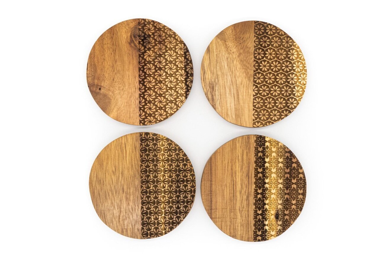 Mix Acacia Coaster Set