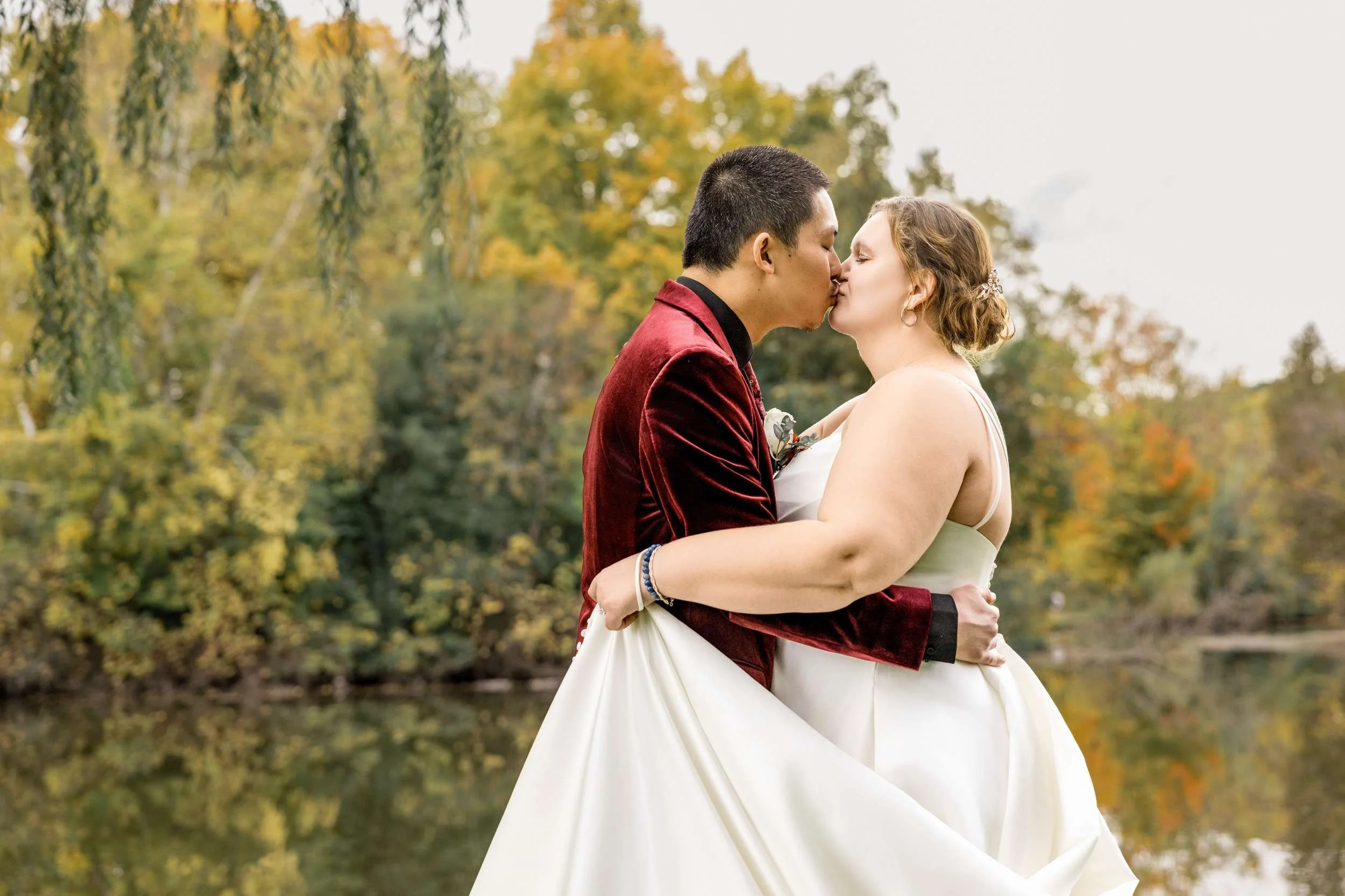 Fall Color Wedding Portraits at Brown Deer Golf Course