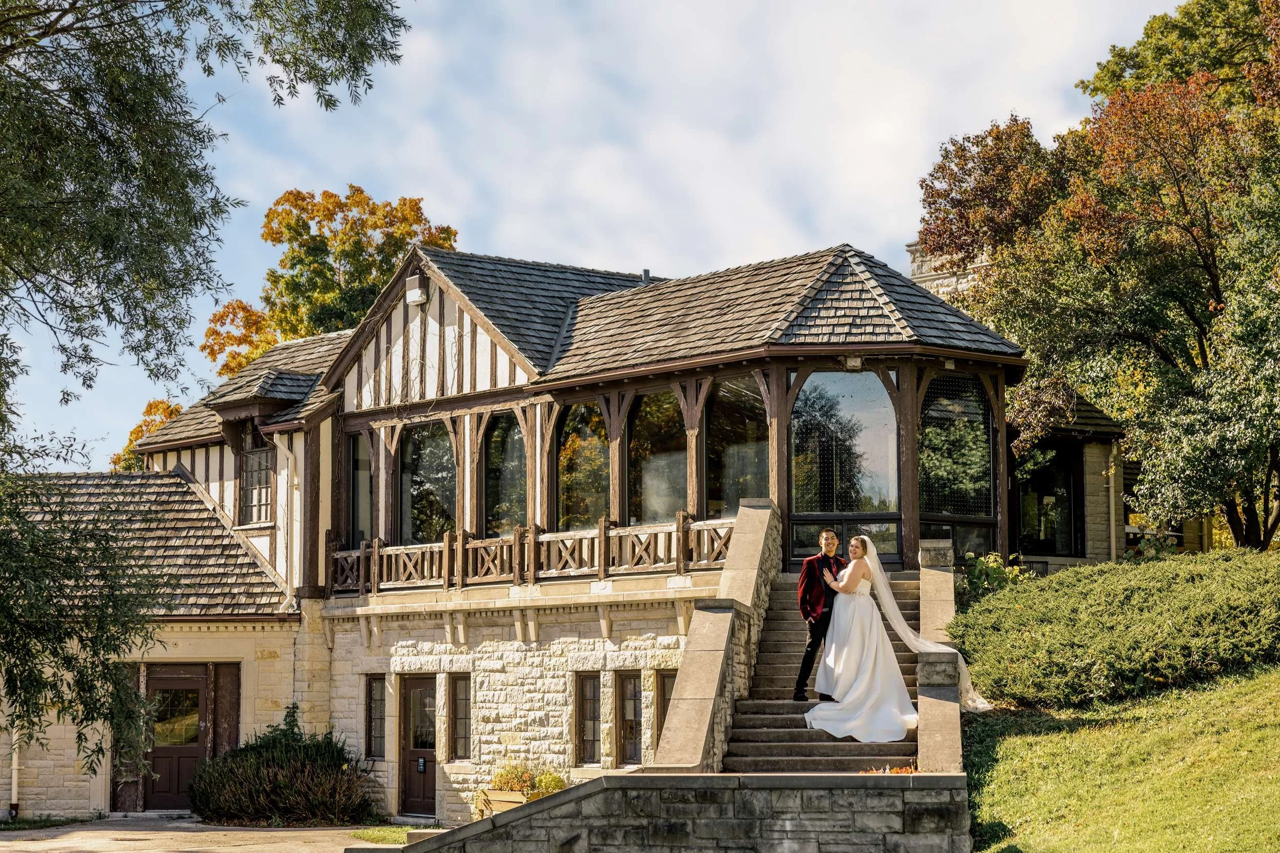 Fall Wedding Ceremony with Waterfront Views in Wisconsin