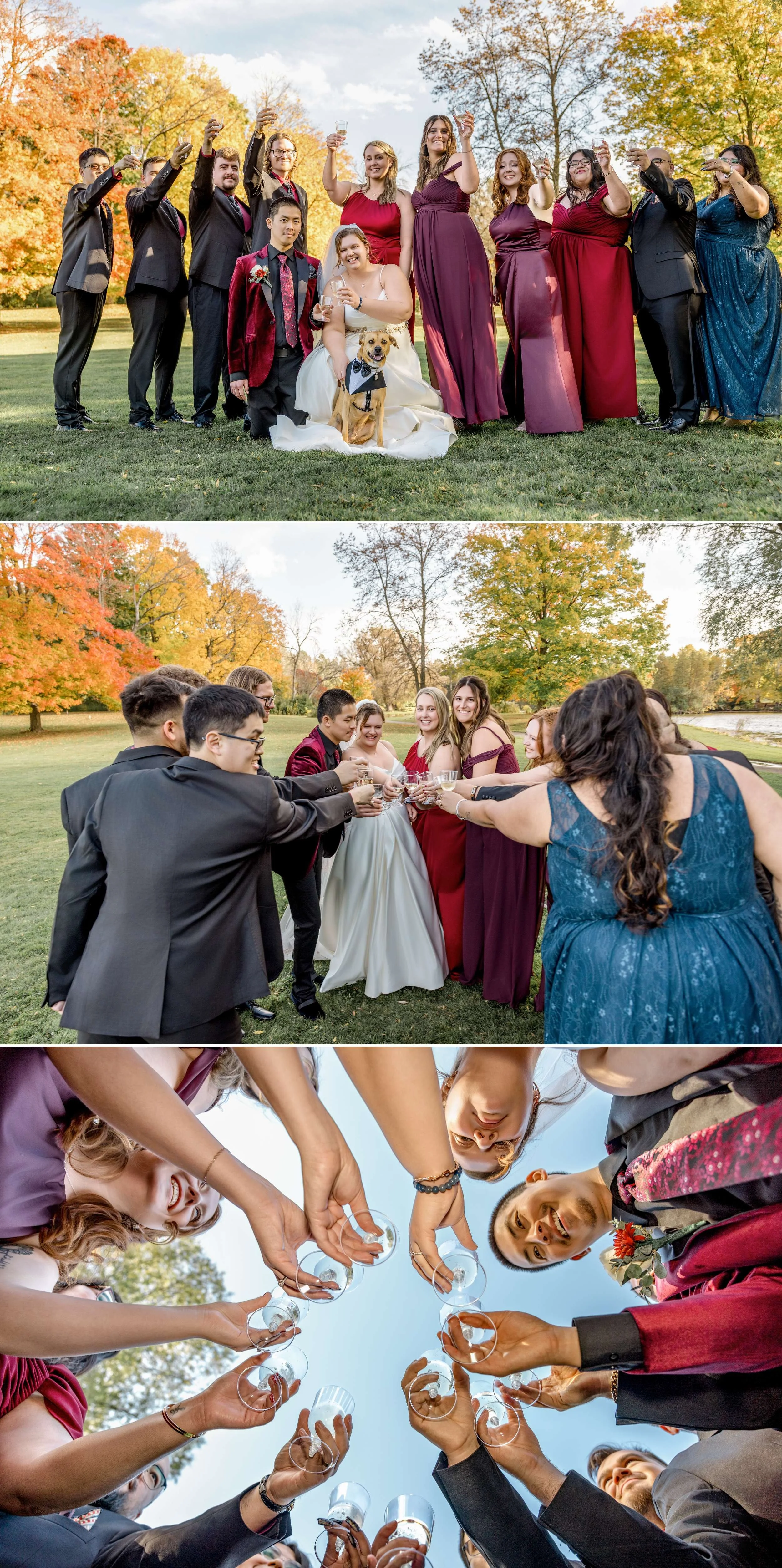 Wedding Portraits Surrounded by Fall Trees in Wisconsin