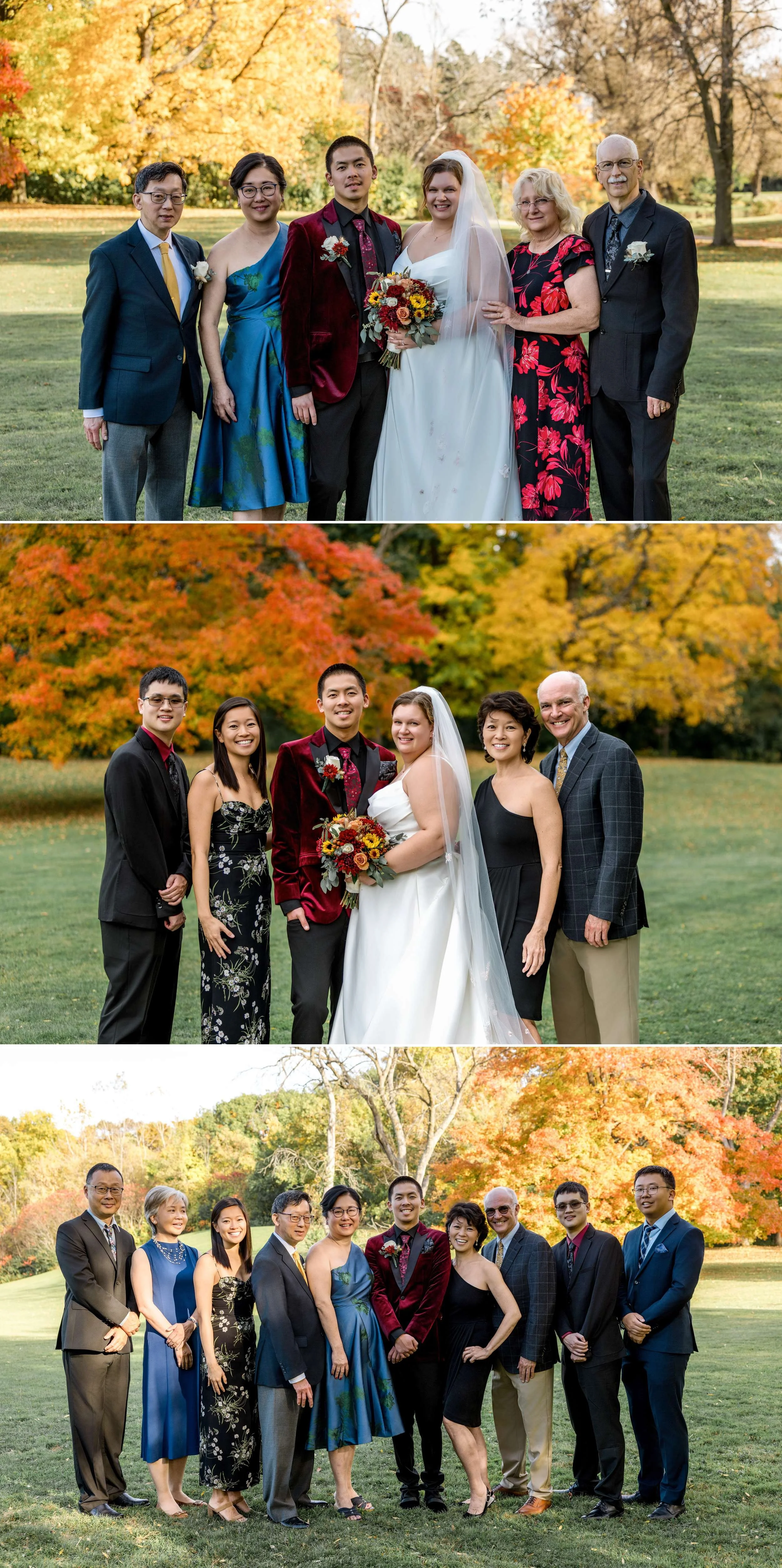Family wedding portraits at the boathouse in brown deer wi