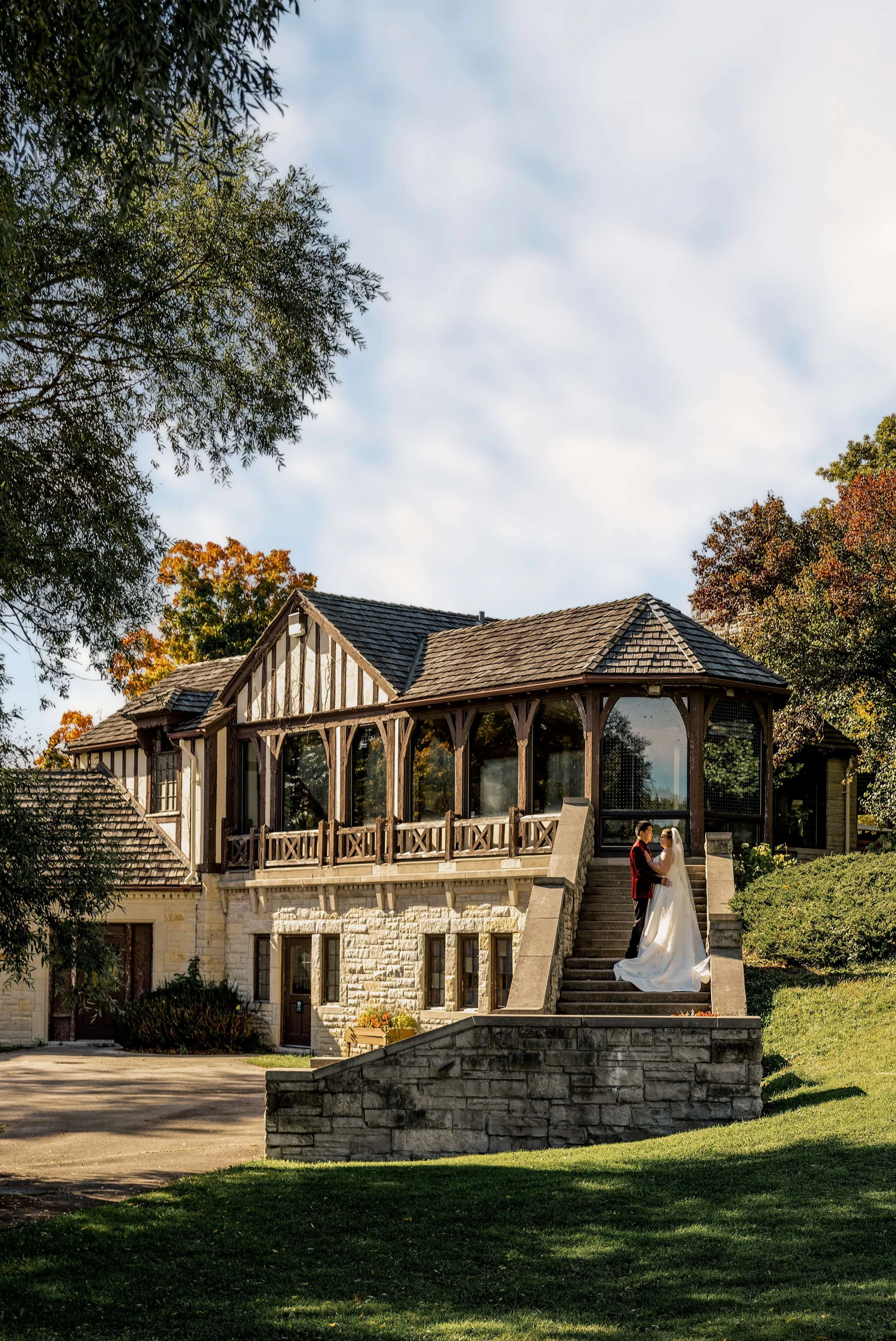 Fall Wedding Photography at Brown Deer Boat House  Milwaukee