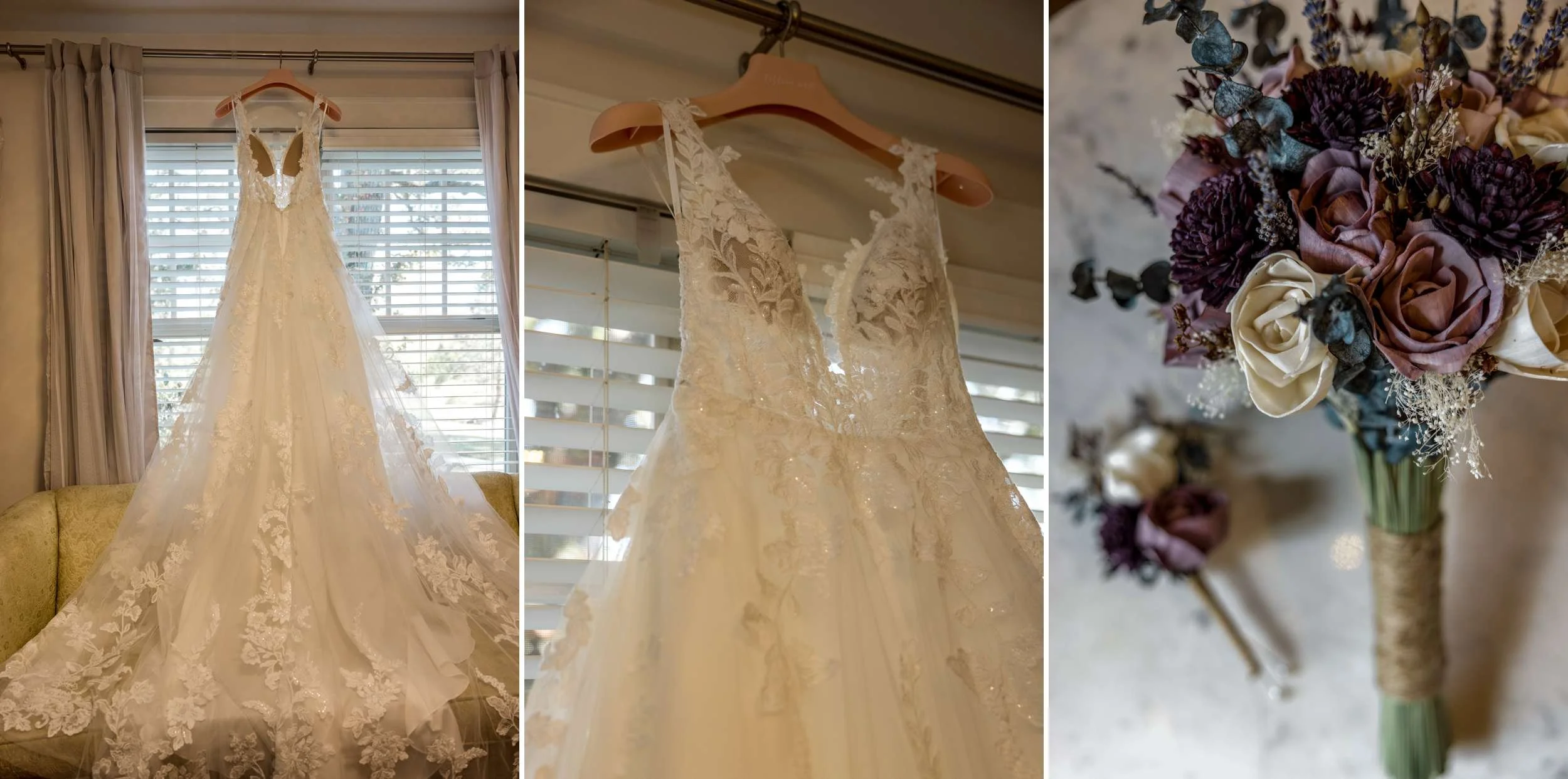 Wedding Dress Detail Flat Lay Hidden Creek Estate