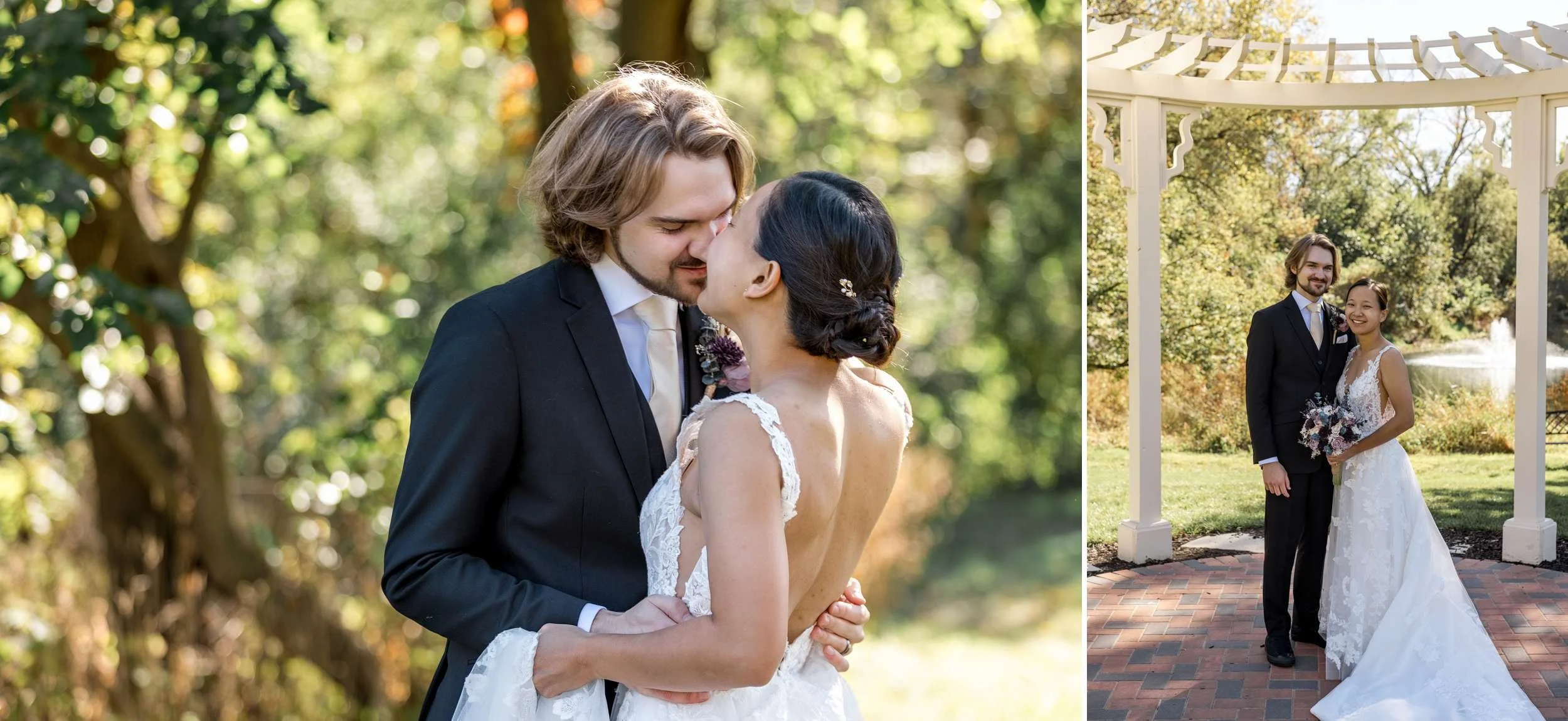 Romantic Dip Kiss Wedding Portrait