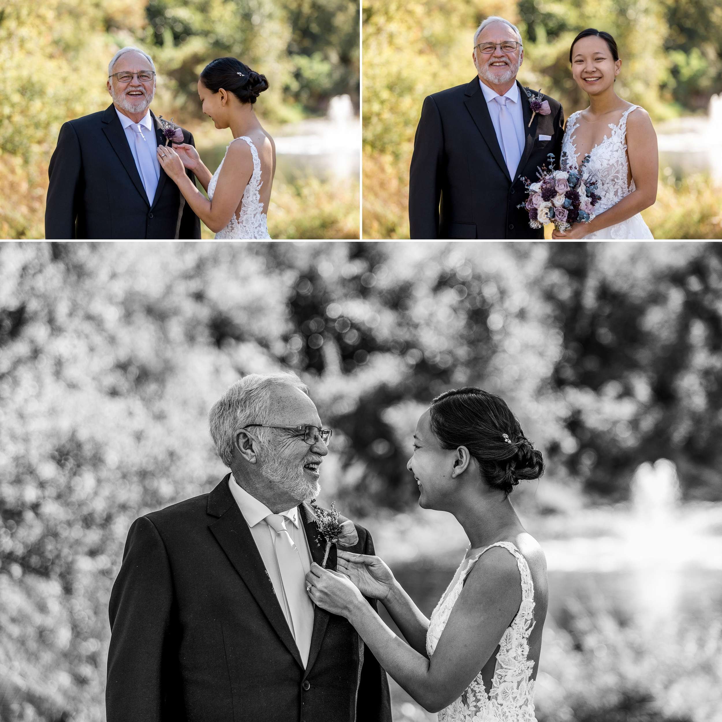 First look with Dad on Wedding Day 