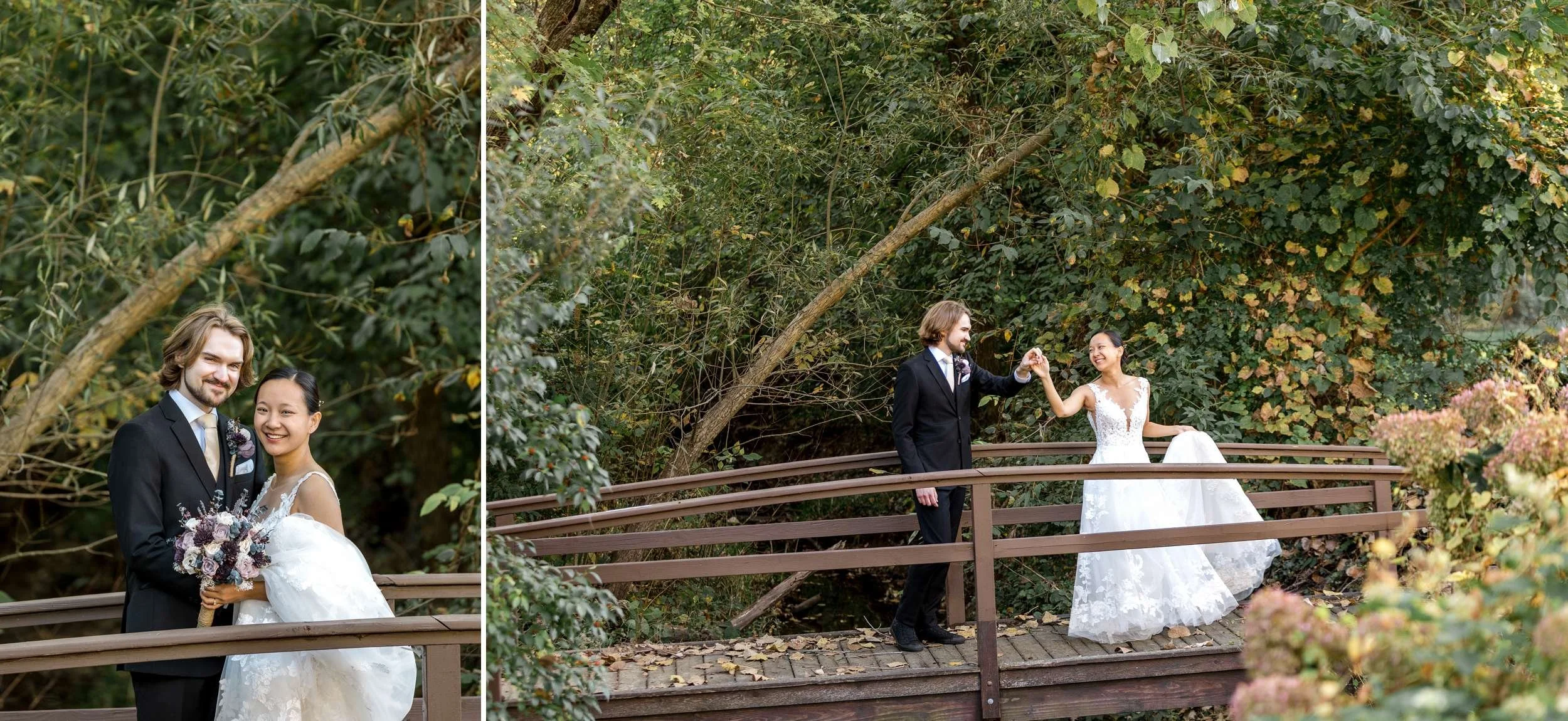 Bride Leaning into Groom Romantic Wedding Portrait