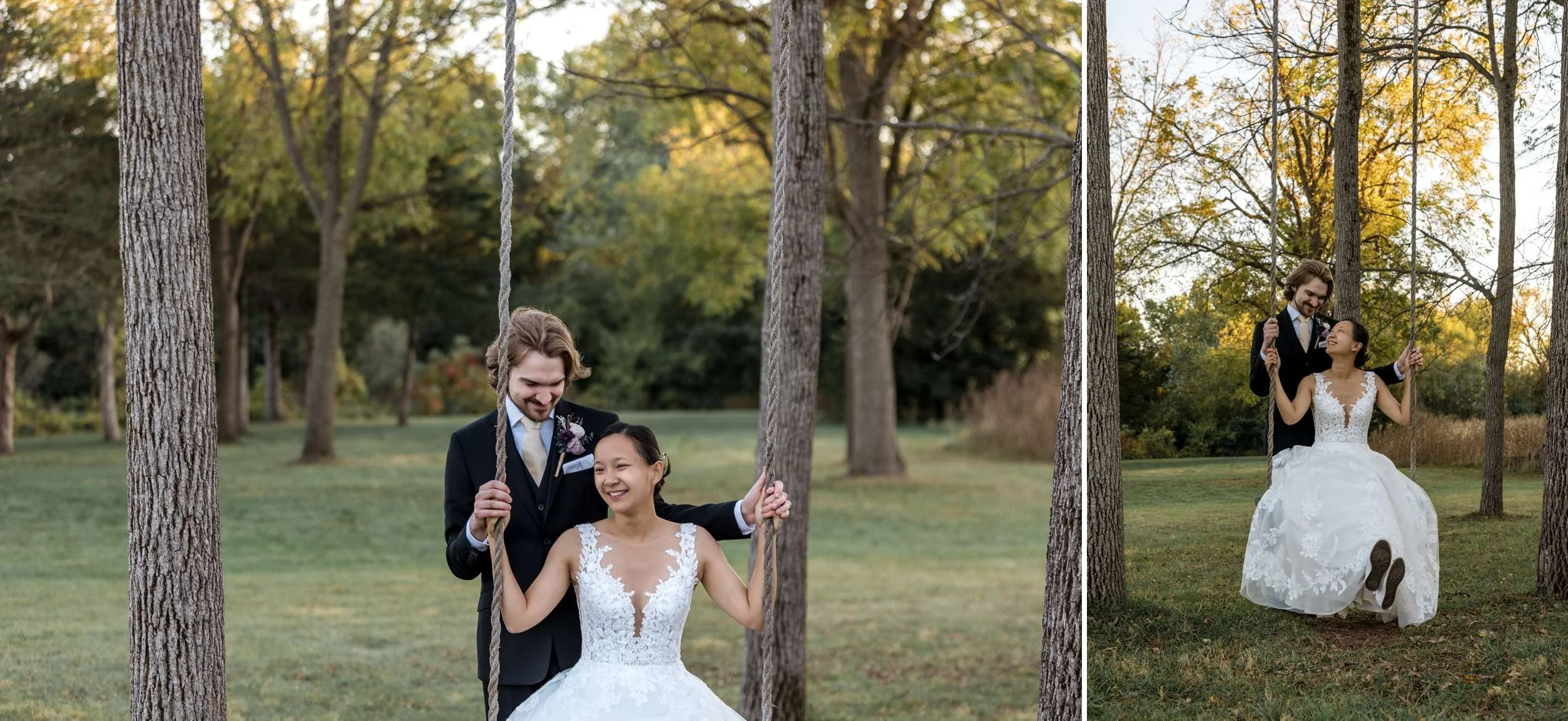Romantic Swing Portrait Bride and Groom Wedding