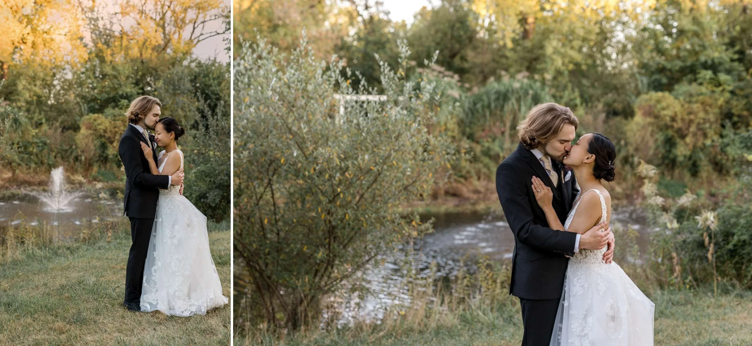 Bride and Groom Holding Each Other Sunset Portrait