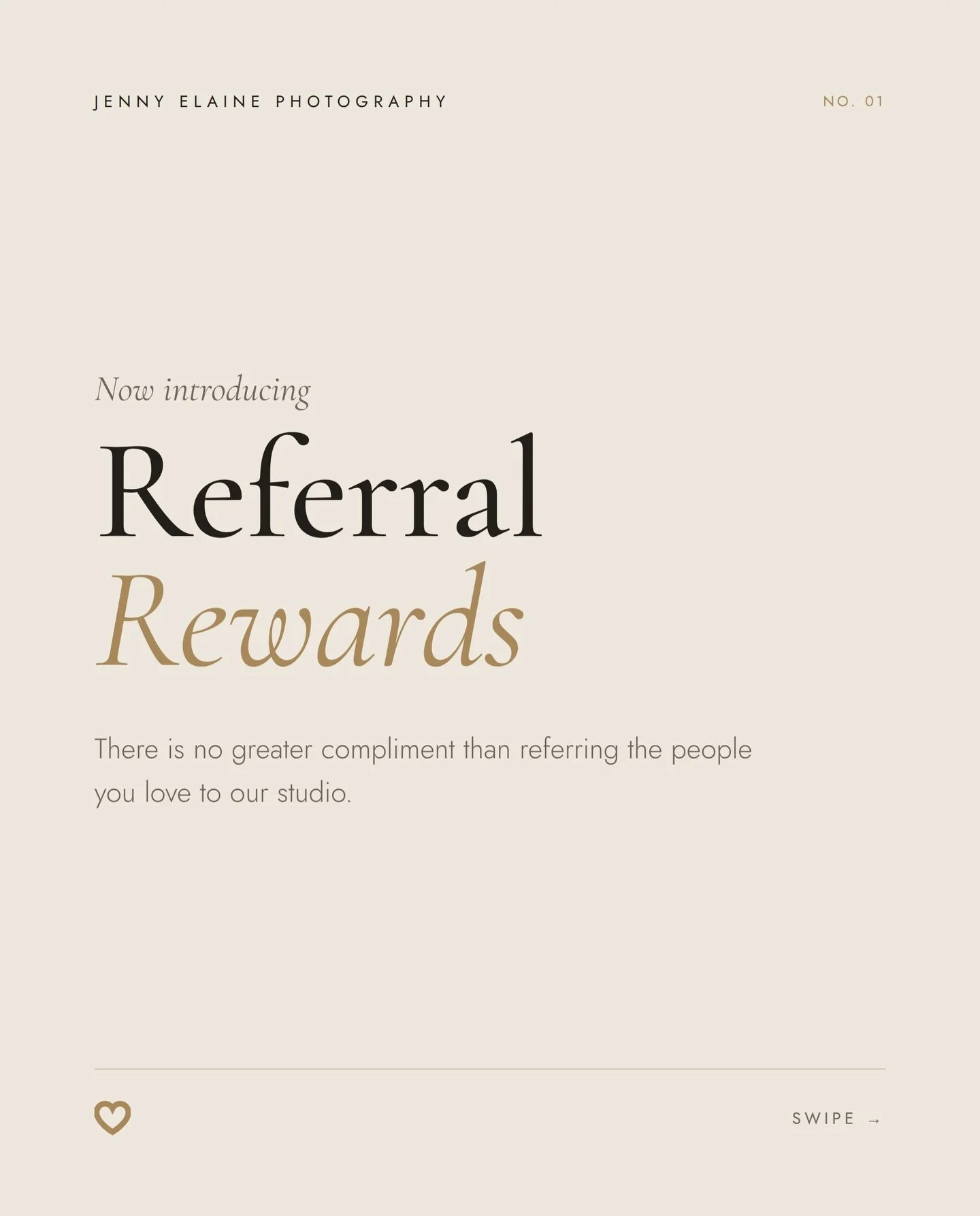 The best compliment we receive isn&rsquo;t a five-star review. It&rsquo;s your name, passed to someone you love. 🤍
We&rsquo;re introducing our Referral Rewards Program &mdash; a thank-you for sharing your experience with Jenny Elaine Photography.
He