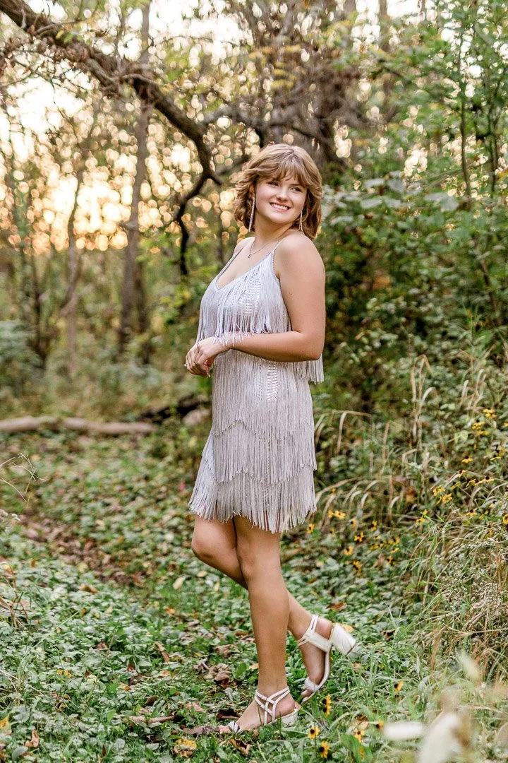 Dress Senior Portraits in Nature on Ice Age Trail in Janesville Wisconsin 
