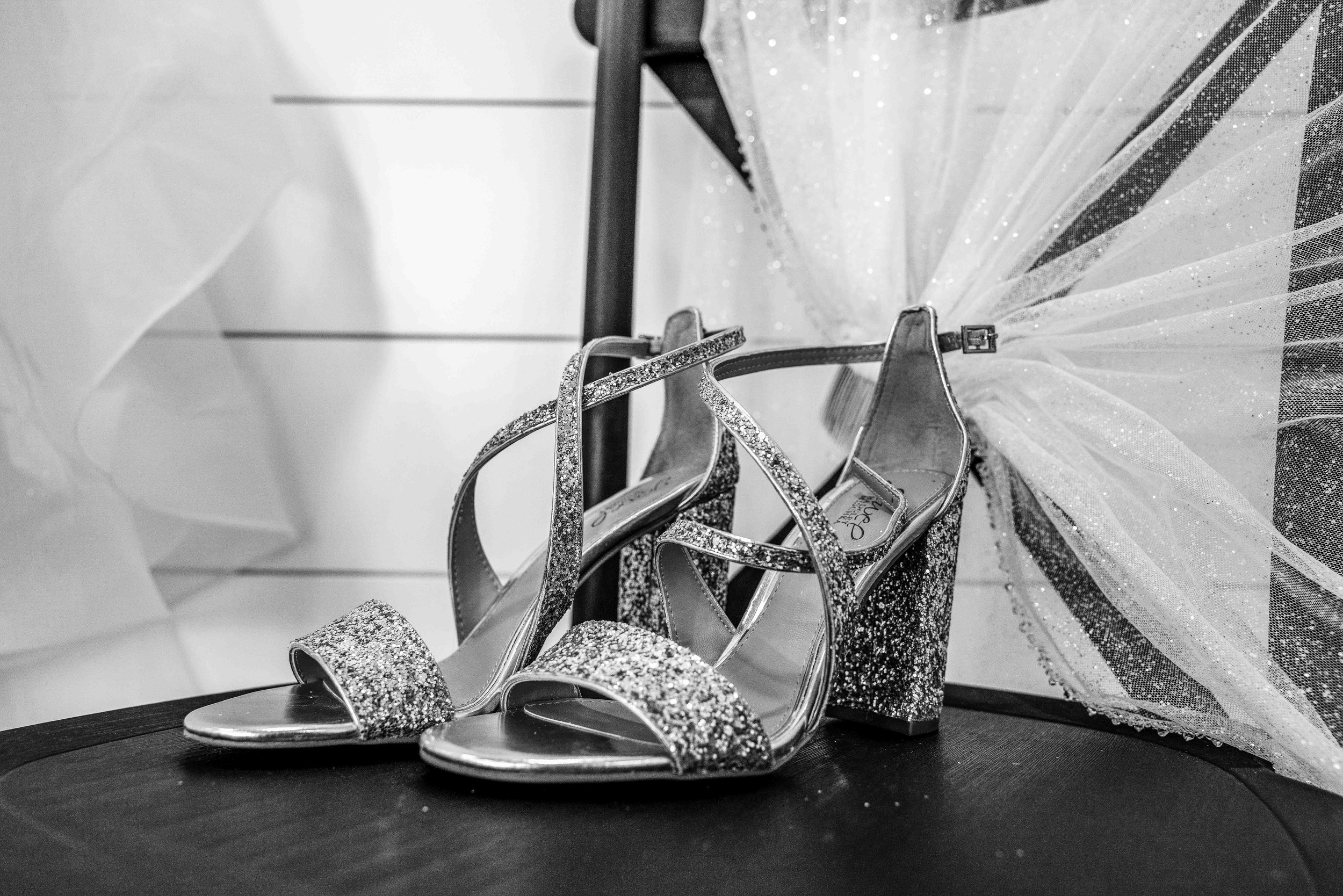 Bridal Shoes and Wedding Details at Walnut Ridge Venue