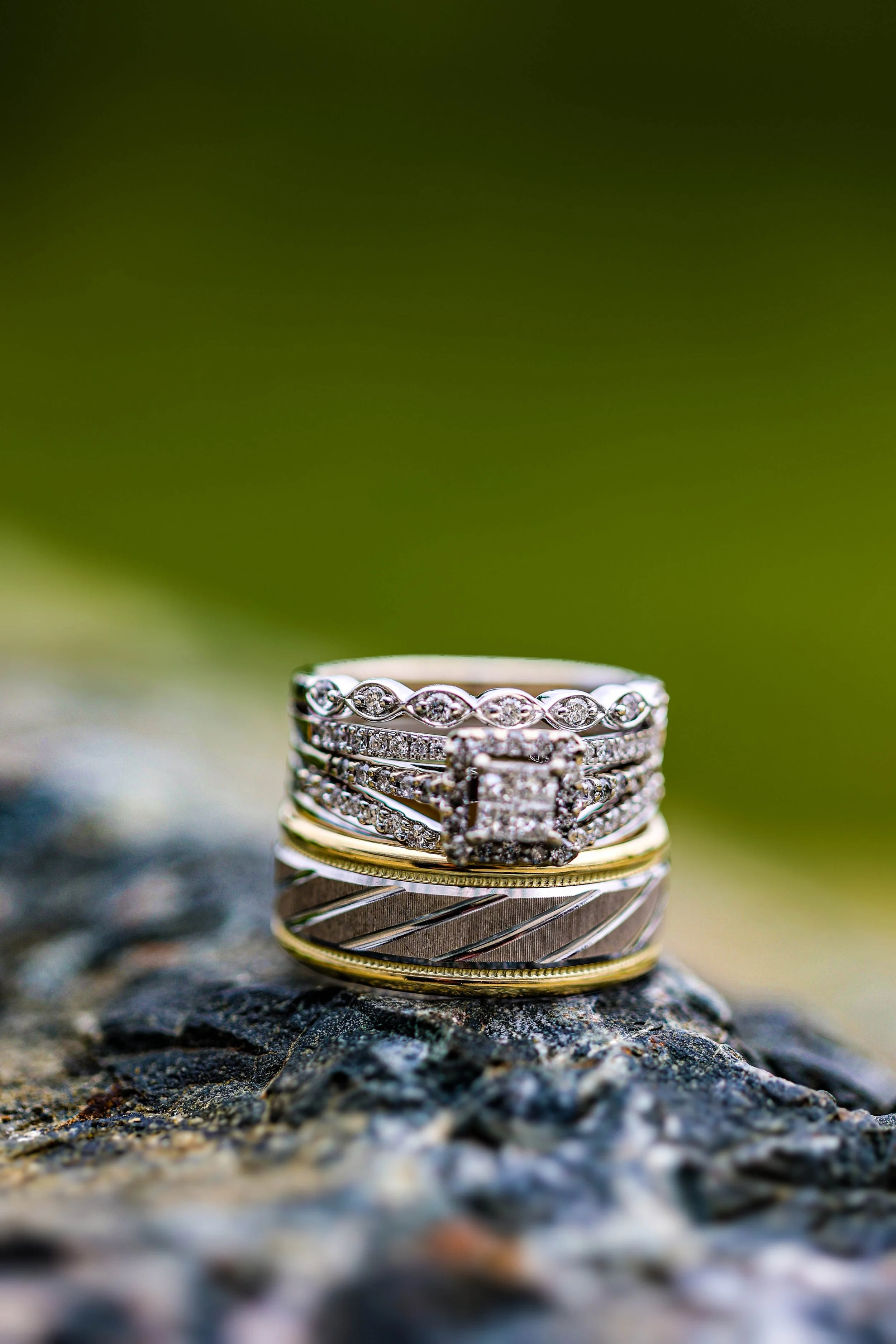 Elegant Wedding Ring Details at Walnut Ridge Venue Near Cedar Rapids, Iowa
