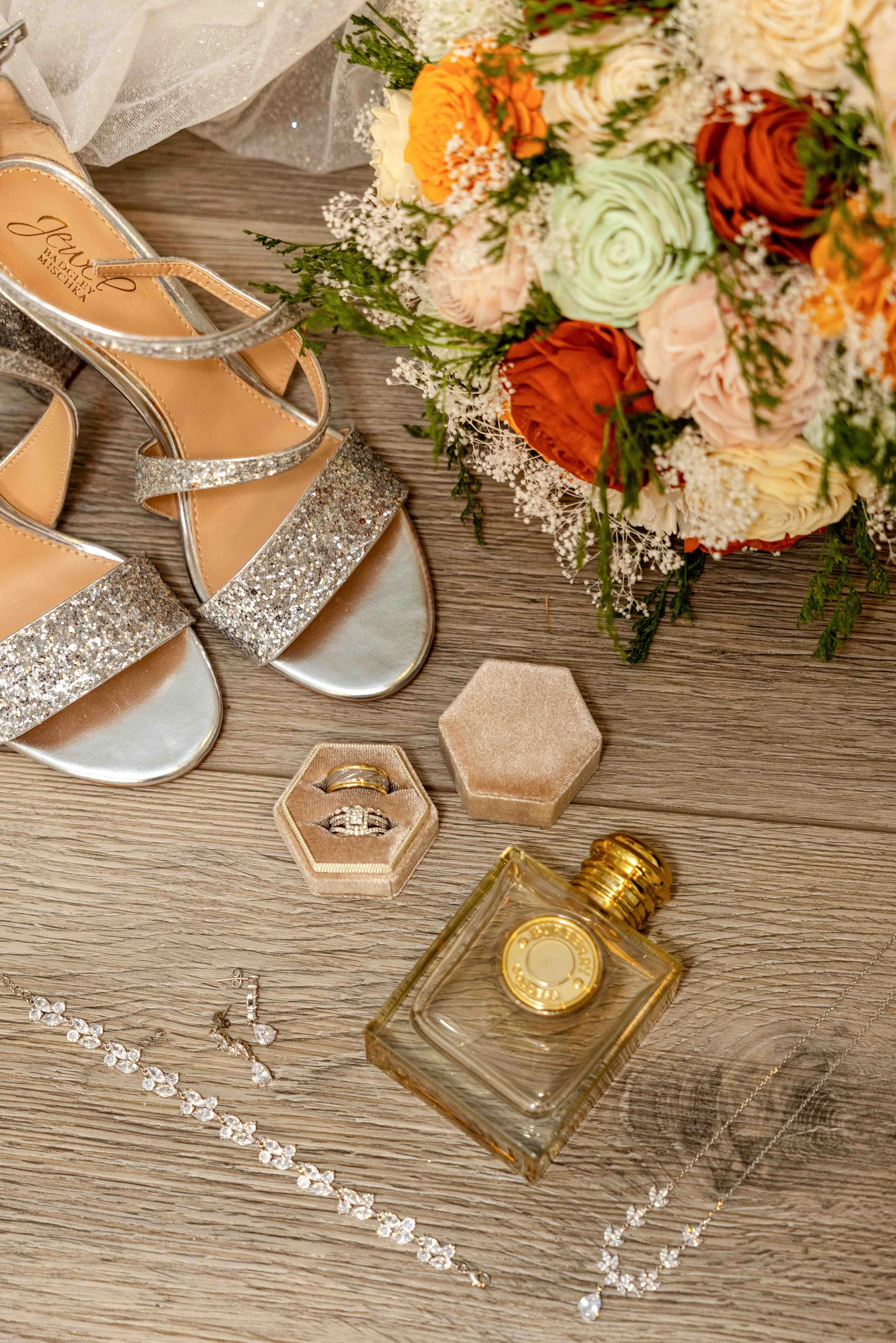 Bride’s Wedding shoes and details at Walnut Ridge Venuenut Ridge Venue