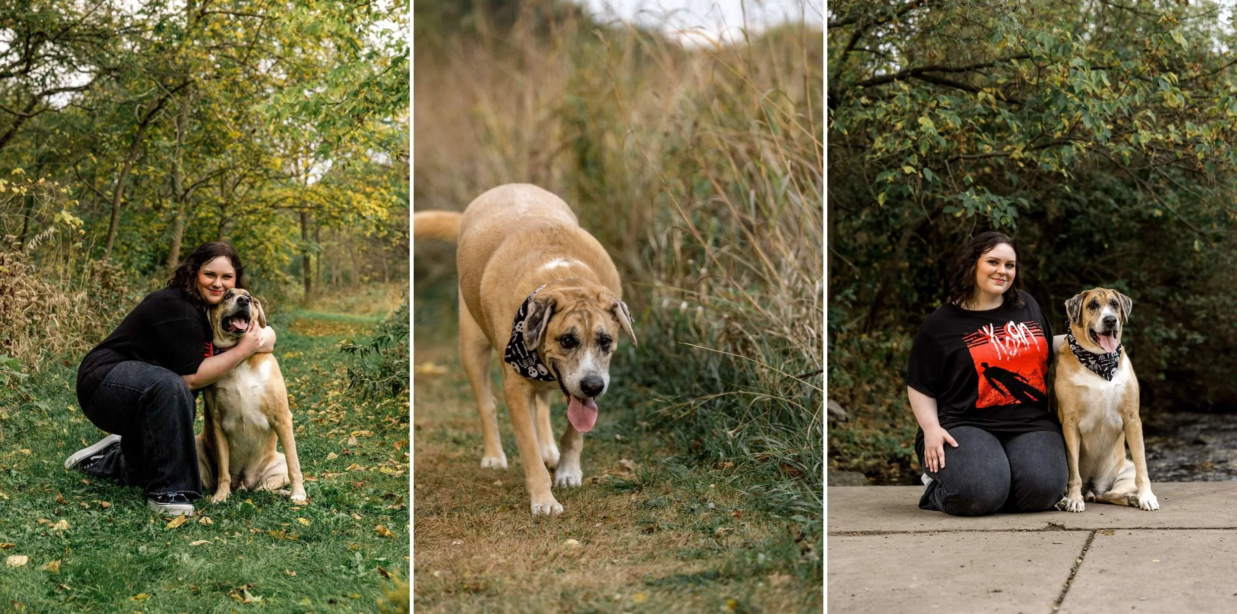 Senior girl hugging her dog during a candid senior portrait session in Janesville Wisconsin with natural light