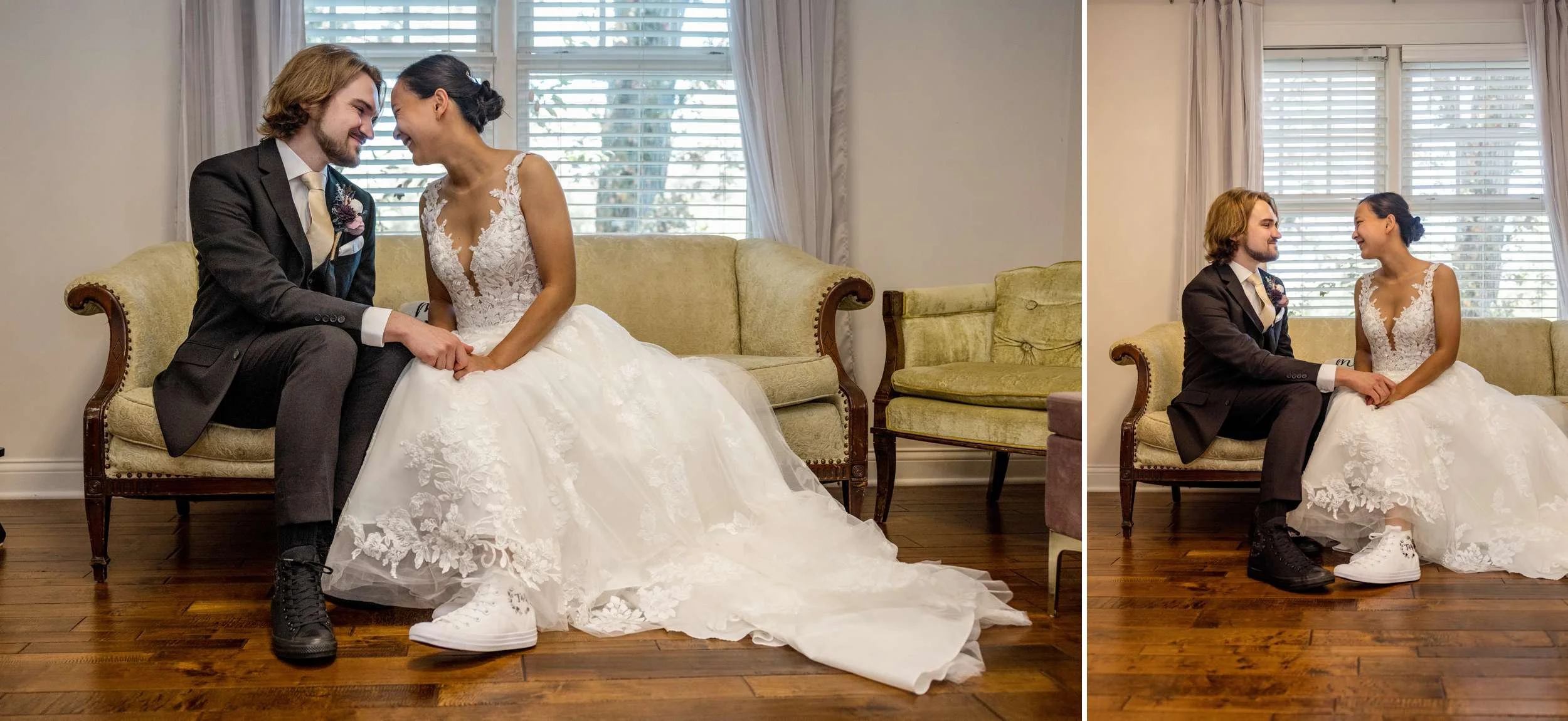 Bride and Groom Candid Laughing Portrait
