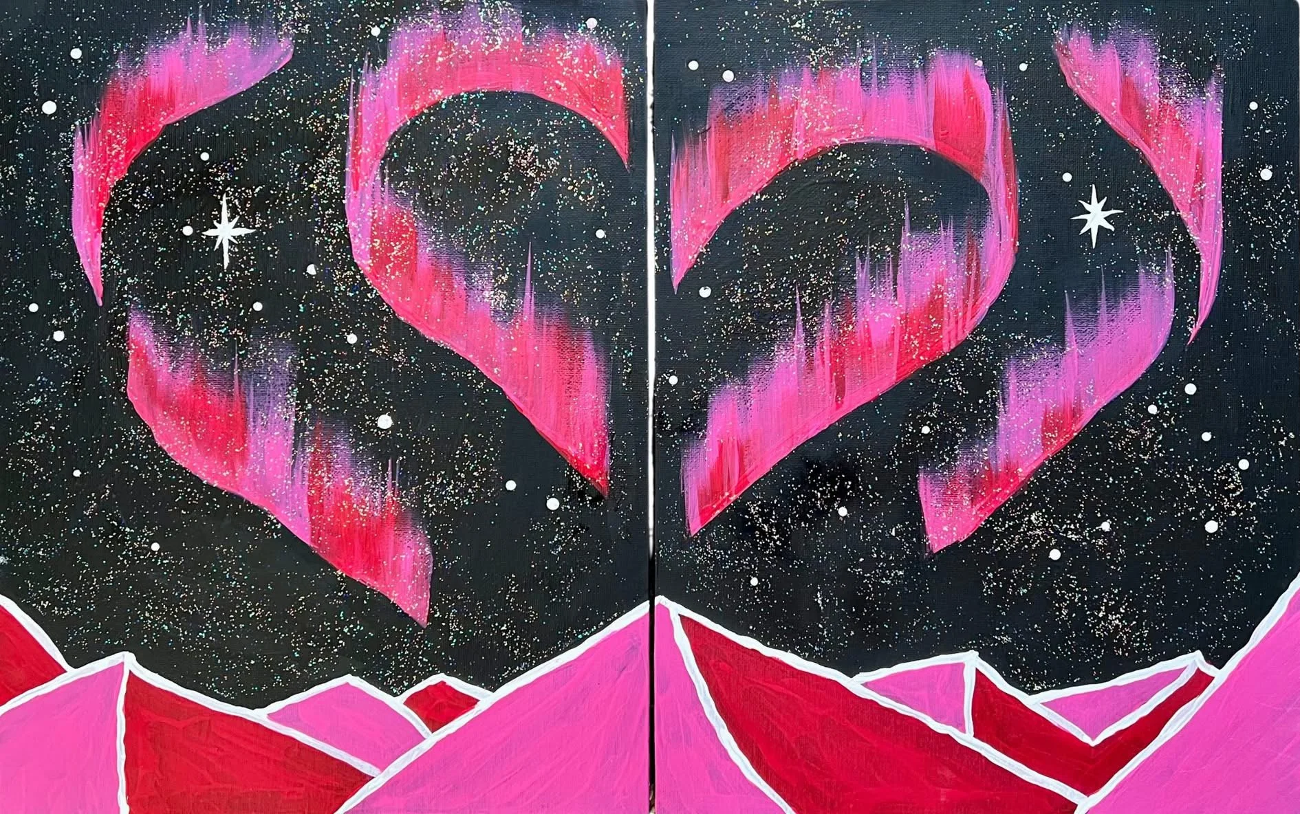NORTHERN LIGHTS HEART (pink)