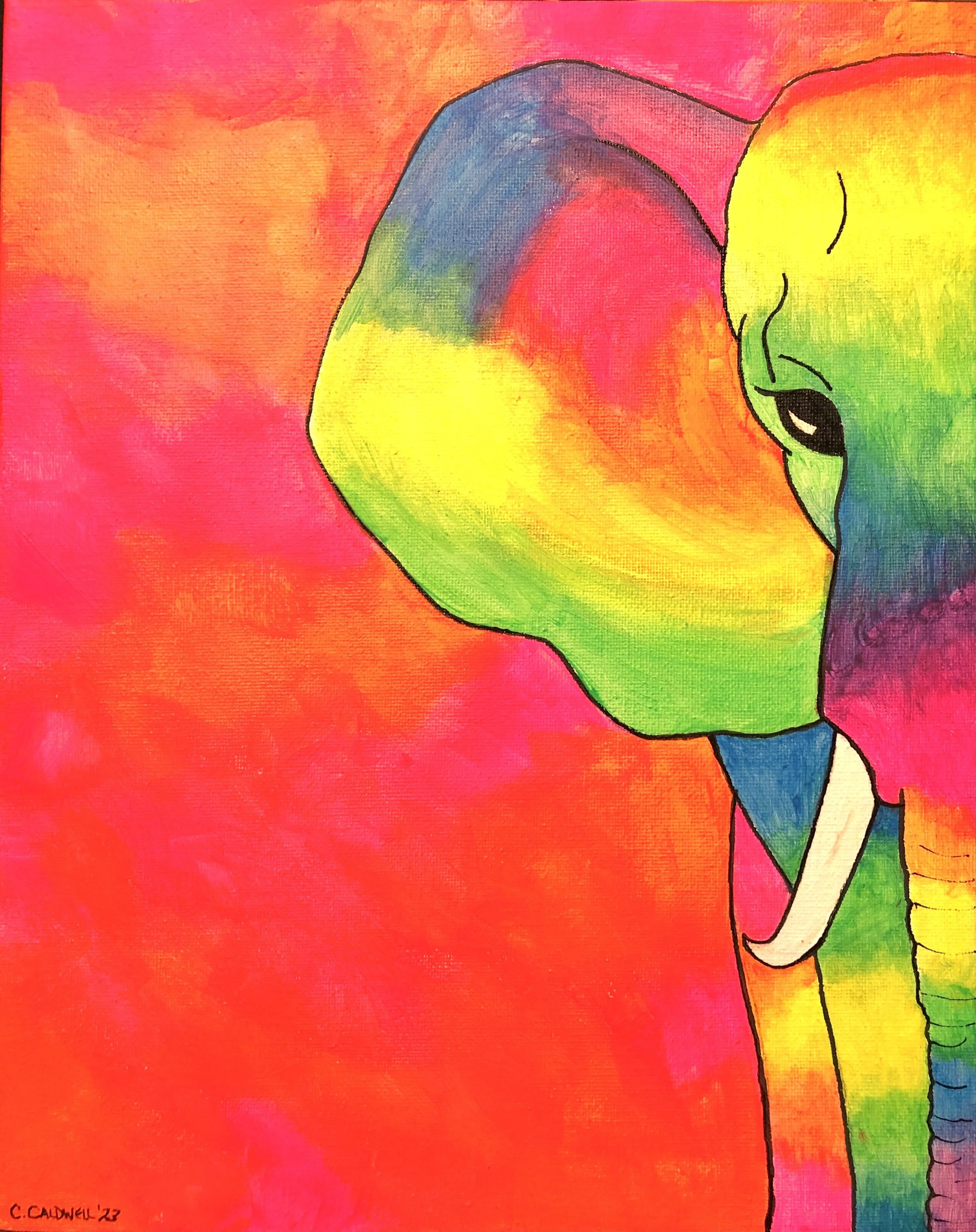 Rainbow Elephant; Glow Party Option