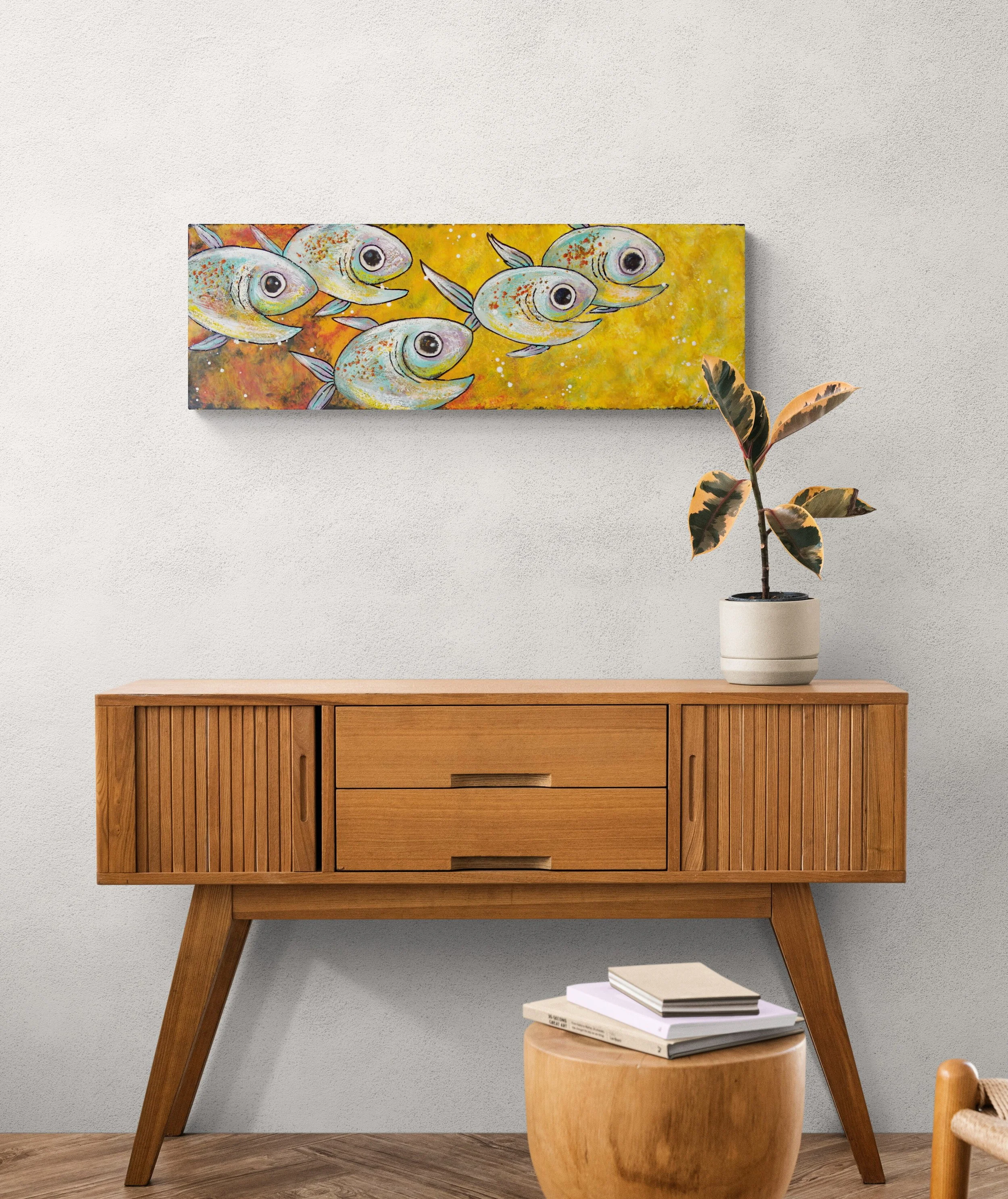 E1862 Whimsical Fish #36 wooden-side-cabinet-with-houseplant 1.jpg