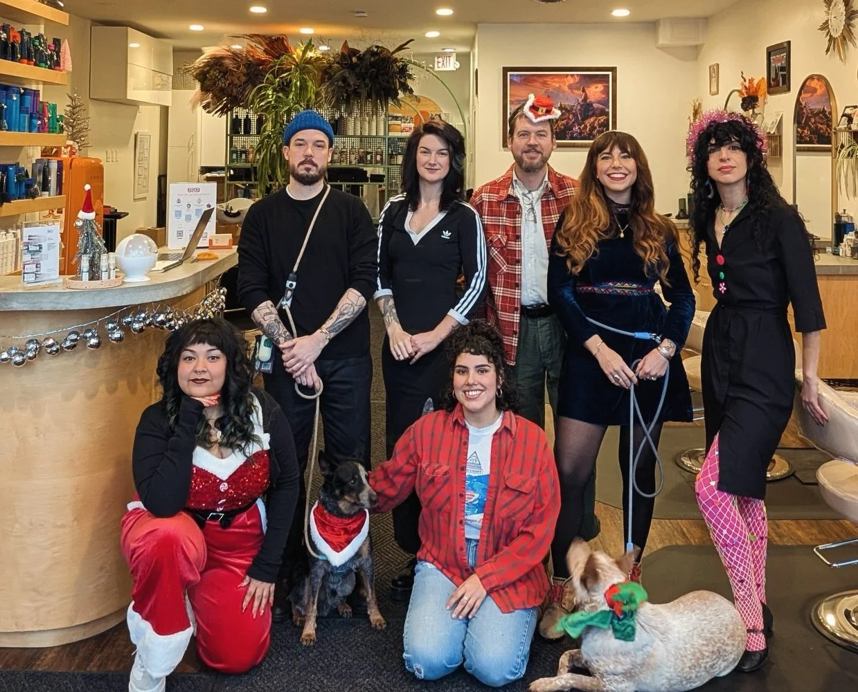 Happy Holidays from (some of) the team at Oko Salon! (Not pictured- Ambre &amp; Kendell)
Shop is closed today &amp; tomorrow 12/24-25 to celebrate. We can&rsquo;t help but look back at the year and the whirlwind it was. We are so grateful to have the