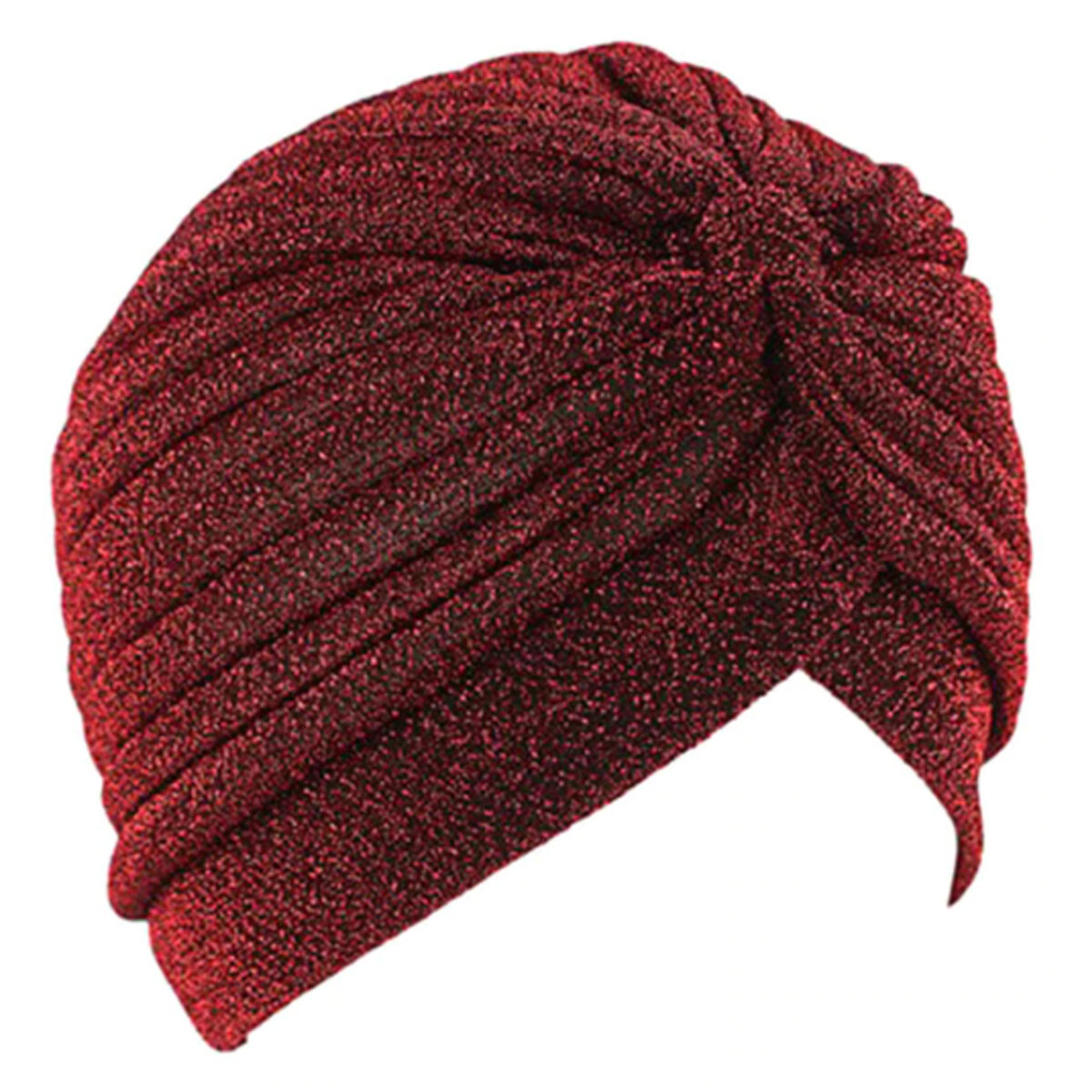 Deep Red Lurex Pull On Turban  