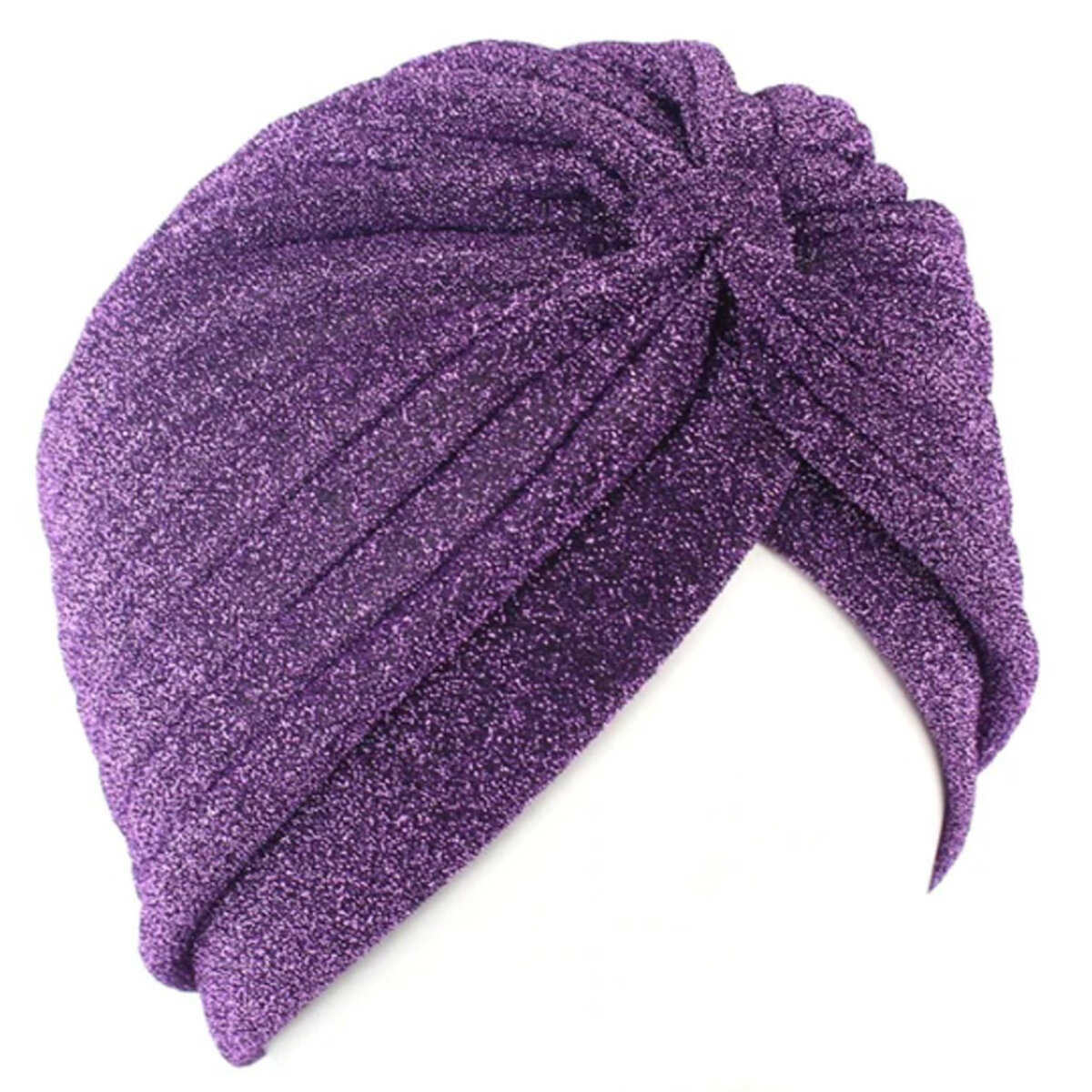 Purple Lurex Pull On Turban  