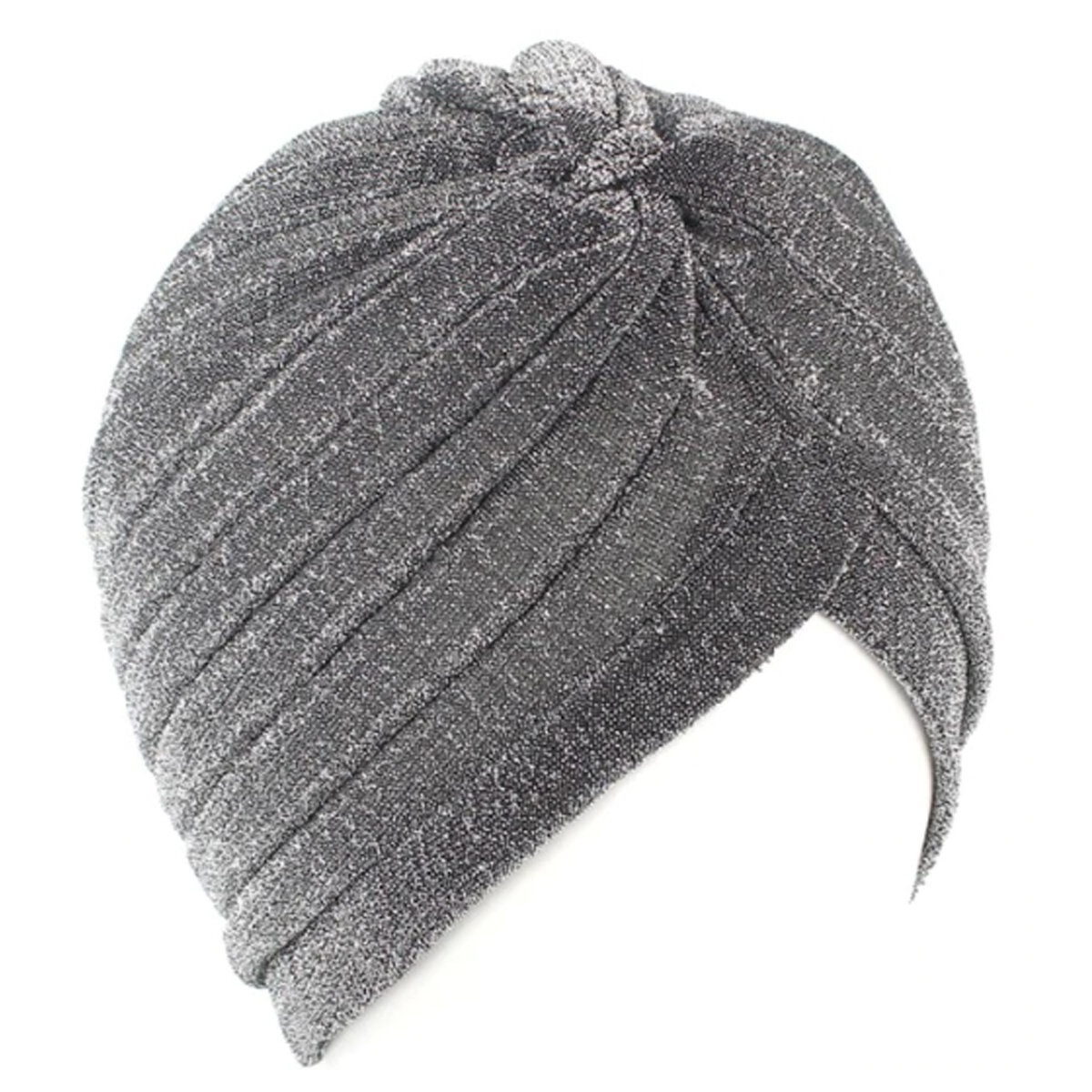 Silver Lurex Pull On Turban  