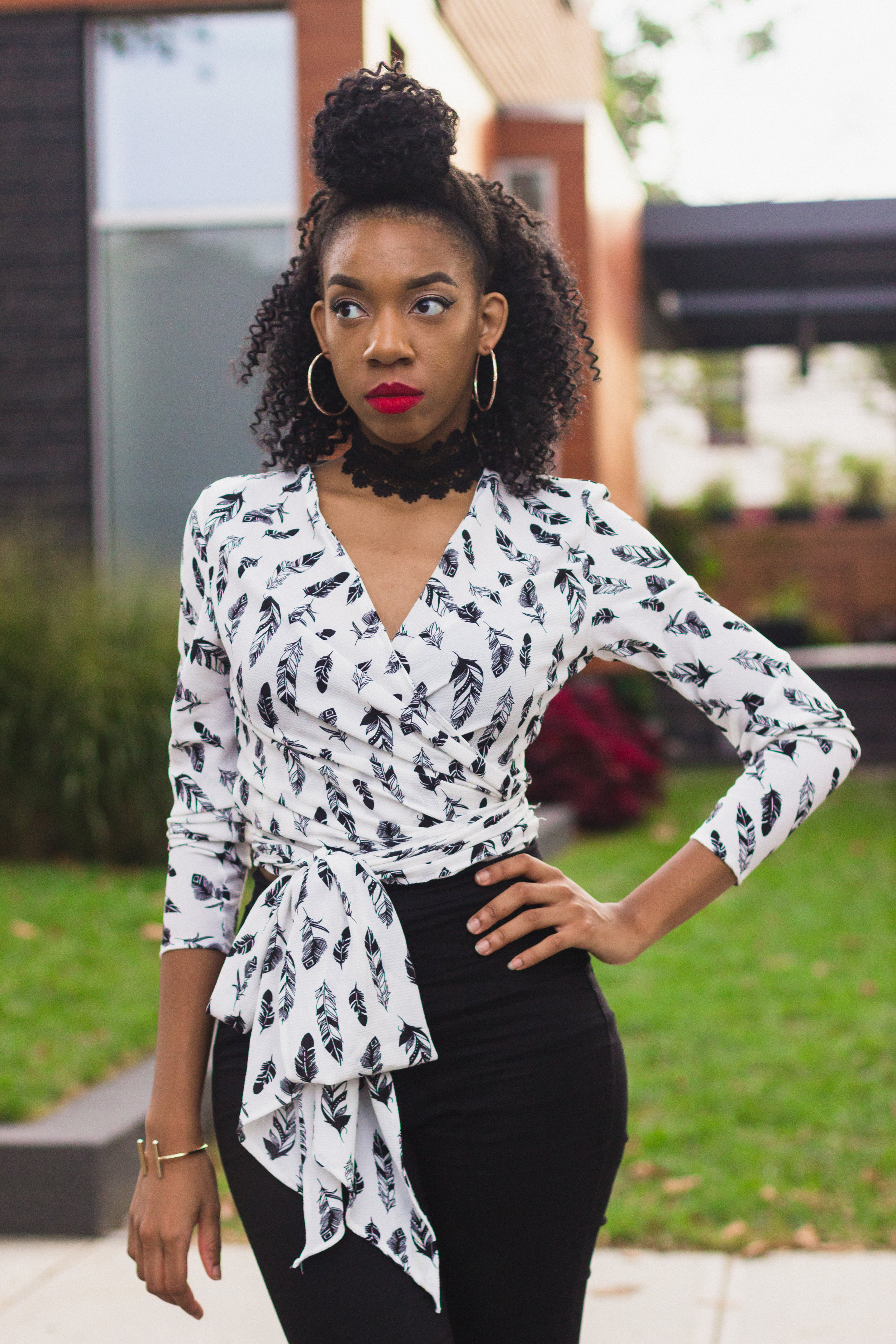 crepe wrap blouse
