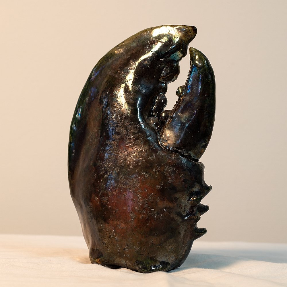 Lobster Claw, Ceramic with Raku Glaze, 7” tall, $500