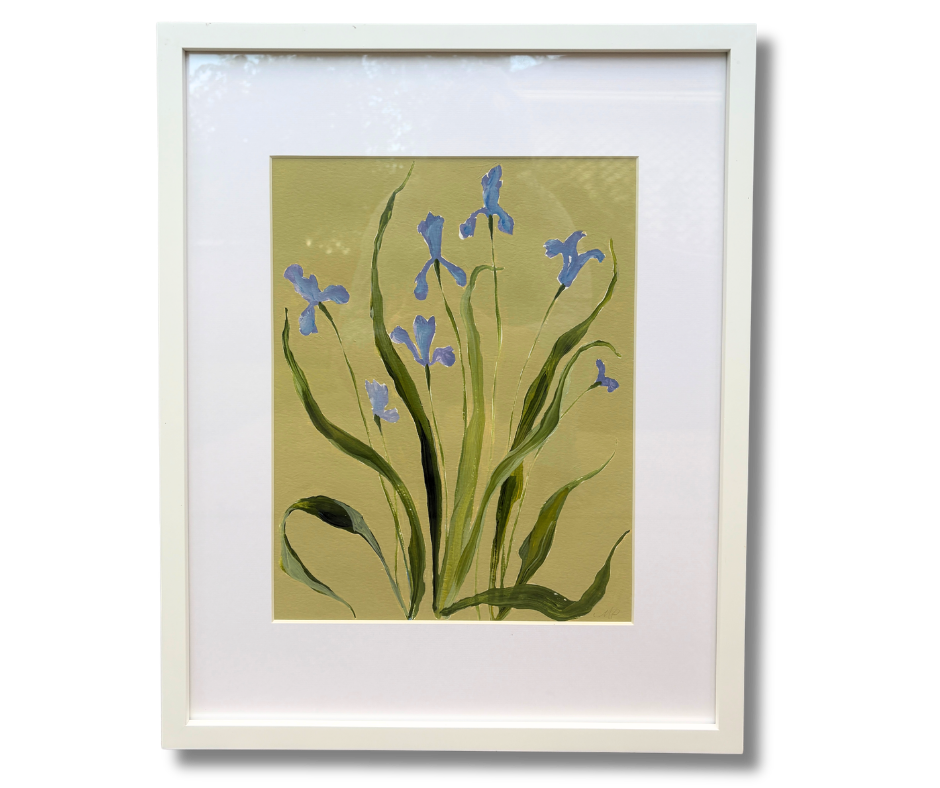 Blue Iris on Pistachio