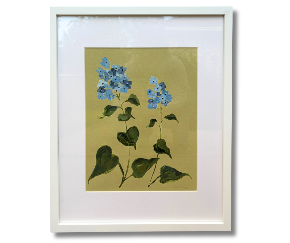 Blue Hydrangea on Pistachio