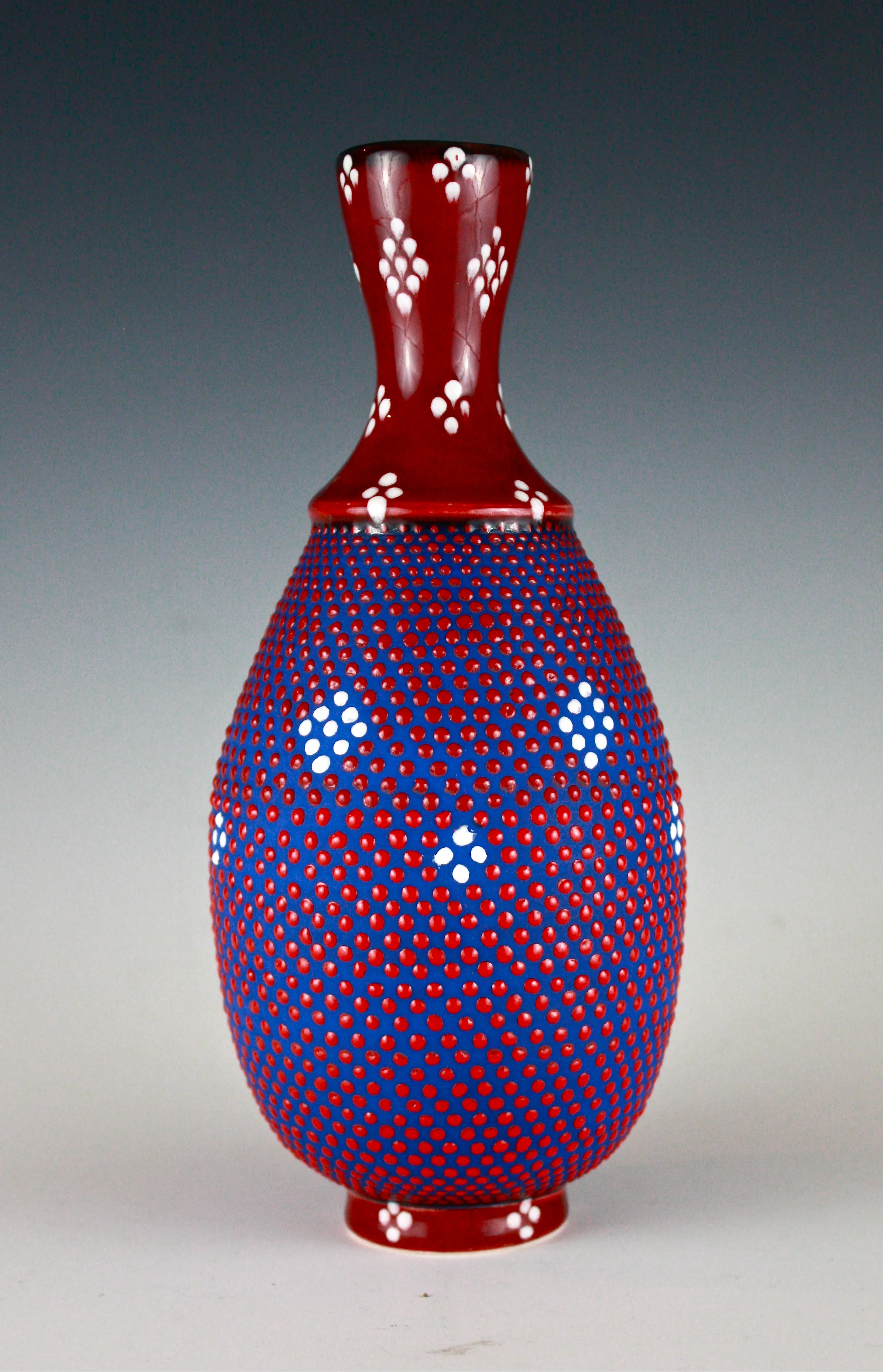 Red Dot Vase, 10” H