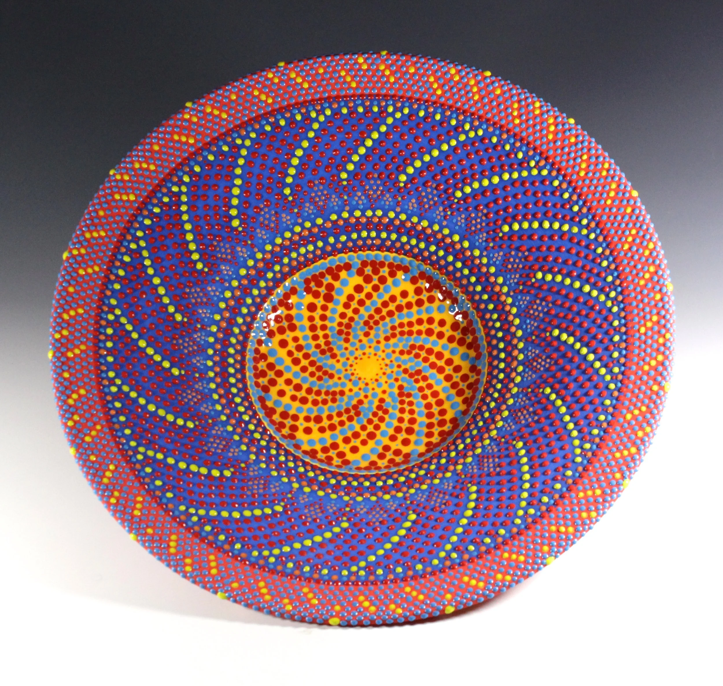 Yellow Lines Dot Bowl, 16”