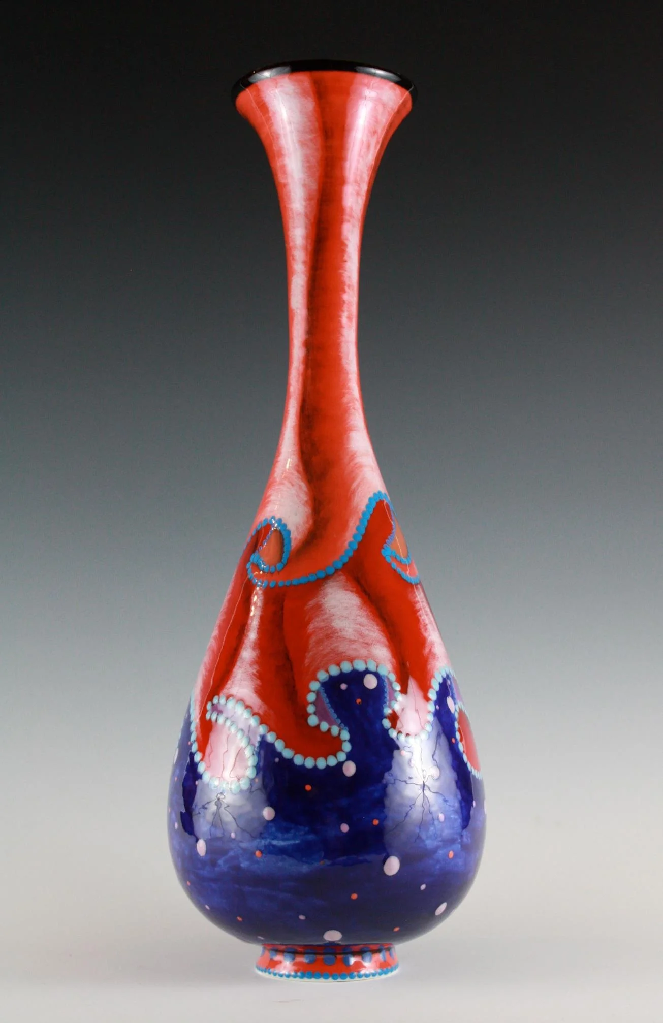Red Ruffle Vase, 21”