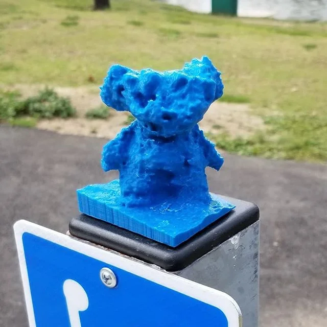 Sooo this is a failure of some photogrammetry I tried of a munny toy I have. It failed in a spectacular way and I liked how it turned out so I decided to do the sensible thing... I 3d printed it! 
I lovingly call this my Fungus Bear because it looks 