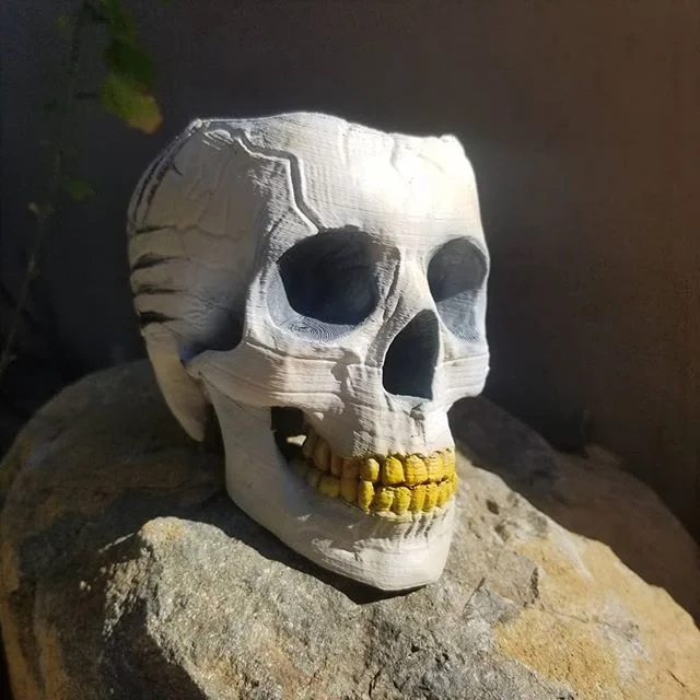 Happy Halloween to all! Got this little guy off thingiverse and modified the heck out if it in zbrush. Afterward it was airbrushed to look more like a real skull.

#halloween #halloweenart #3dprinted #gift #drinkholder #airbrushed #skull #skull3dmode