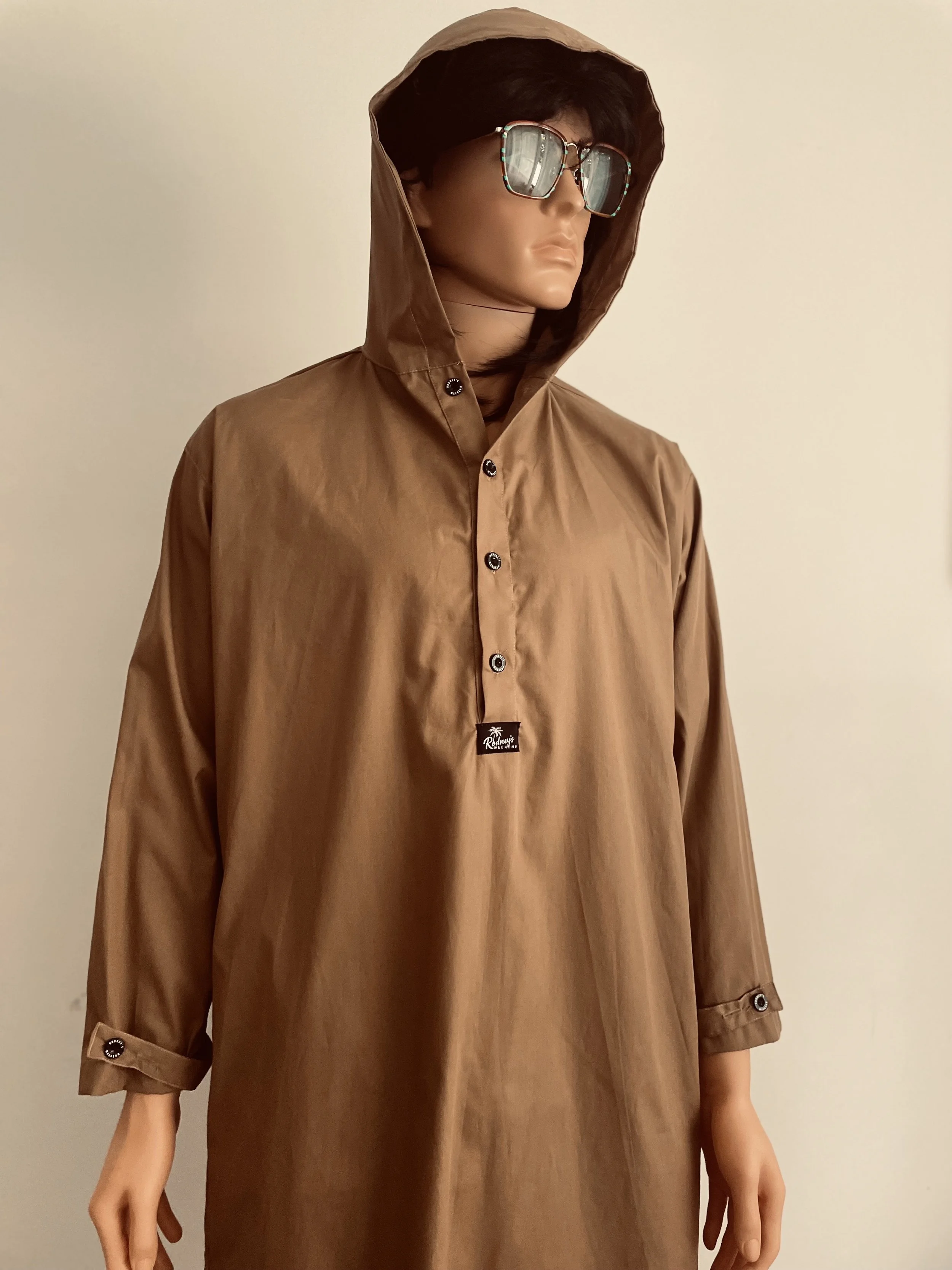 Poplin hooded shirt - Taupe